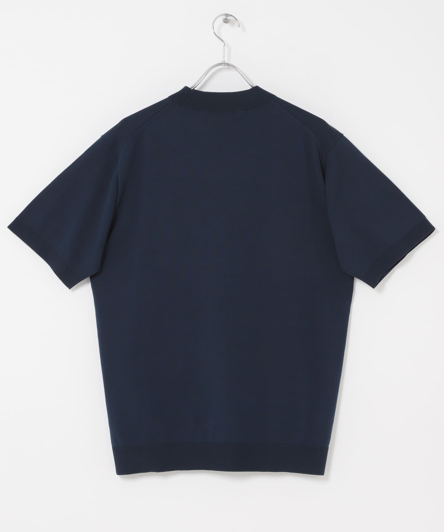 LIFE STYLE TAILOR　ハイゲージクルーネック半袖ニット NAVY BLUE M