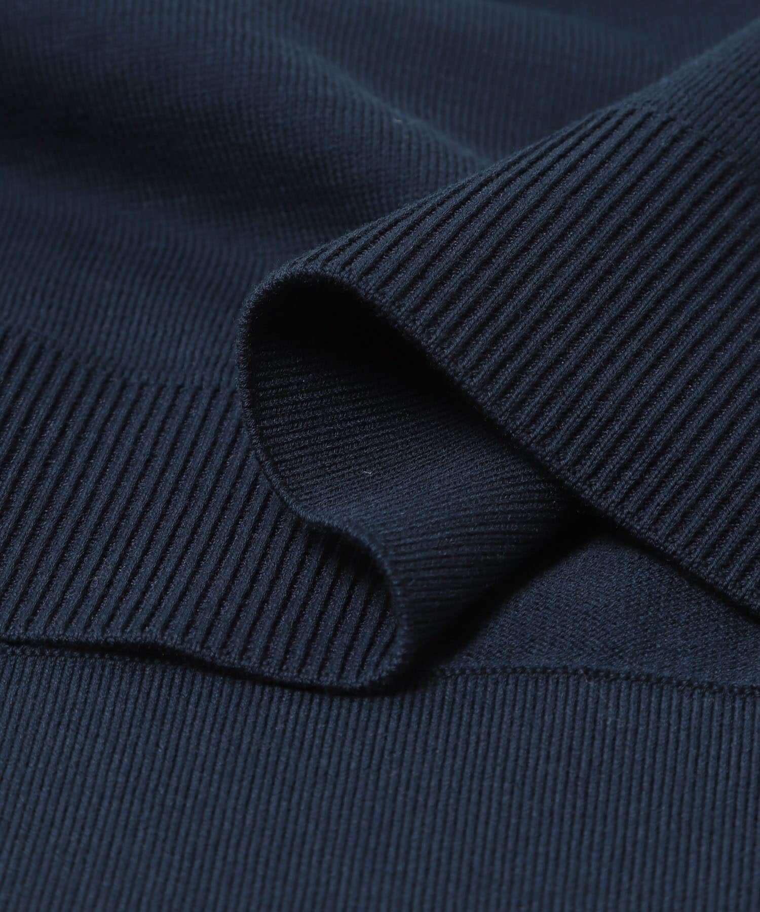 LIFE STYLE TAILOR　ハイゲージクルーネック半袖ニット NAVY BLUE M