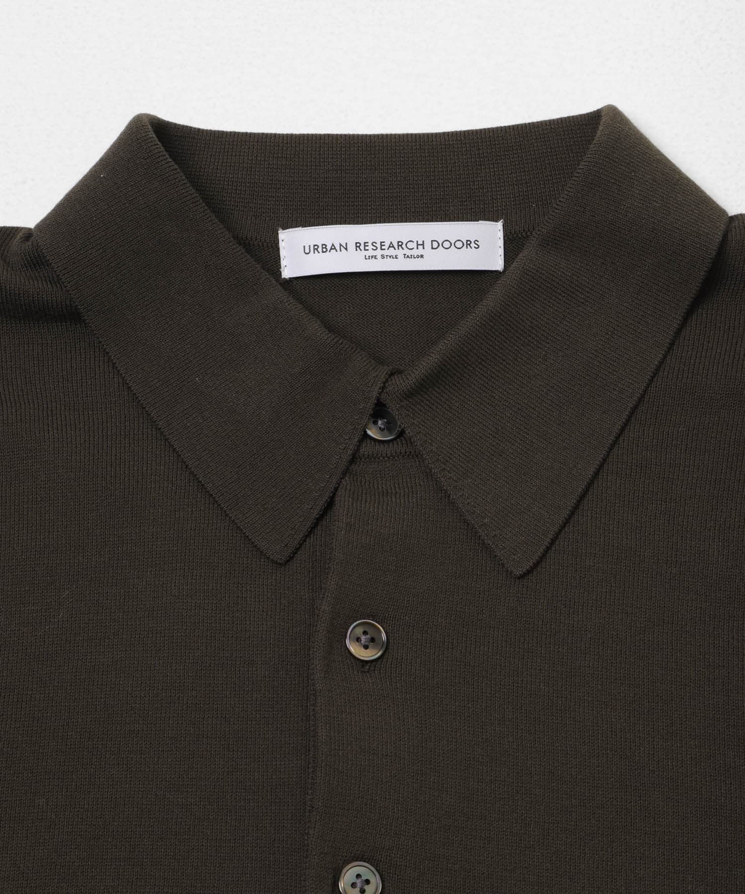 LIFE STYLE TAILOR　ハイゲージ半袖ニットポロシャツ GRAY BROWN M