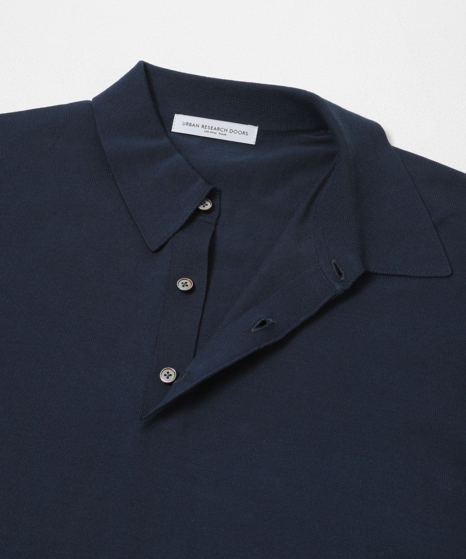 LIFE STYLE TAILOR　ハイゲージ半袖ニットポロシャツ NAVY BLUE M