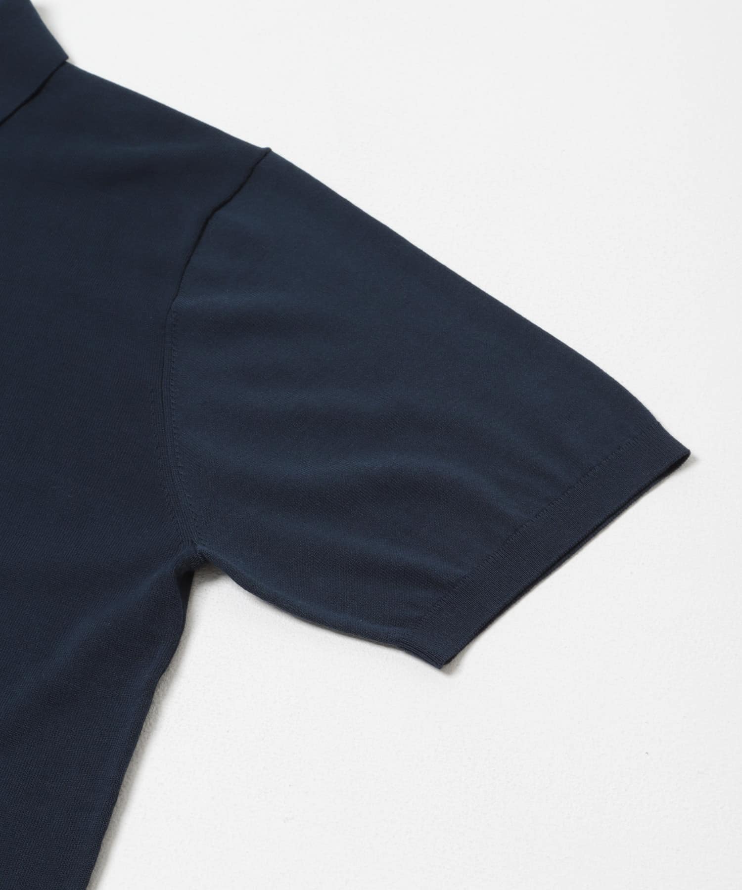 LIFE STYLE TAILOR　ハイゲージ半袖ニットポロシャツ NAVY BLUE M