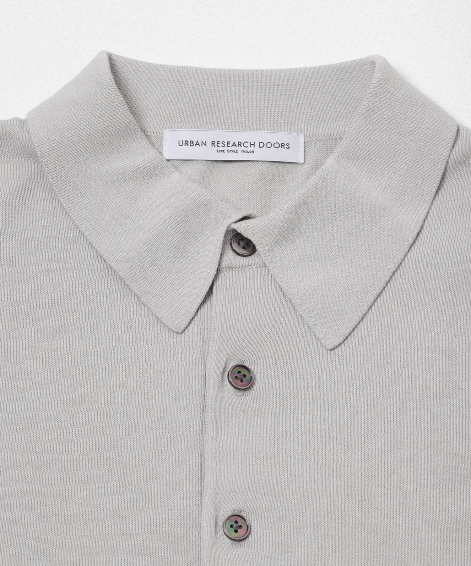 LIFE STYLE TAILOR　ハイゲージ半袖ニットポロシャツ IVORY M