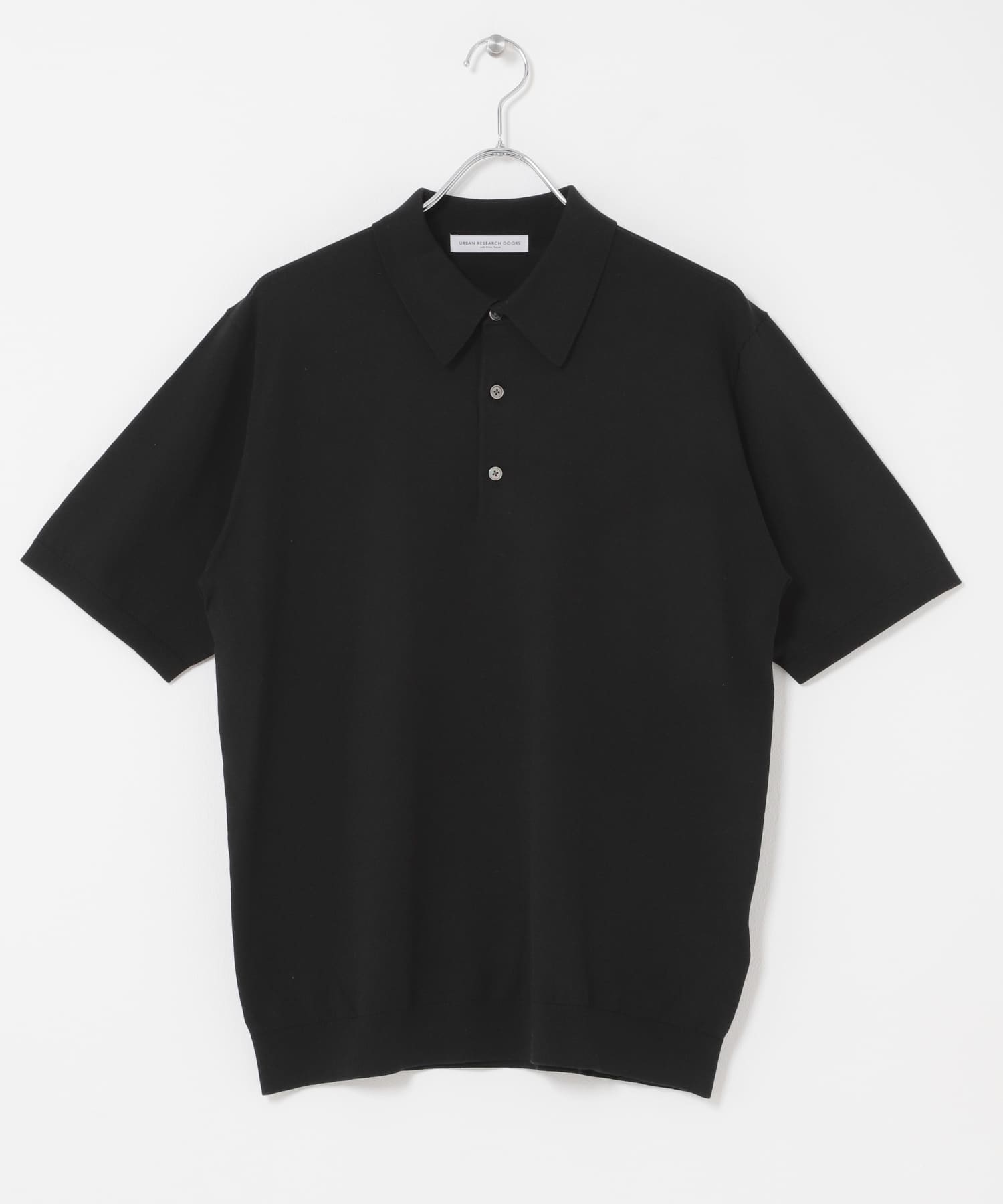 LIFE STYLE TAILOR　ハイゲージ半袖ニットポロシャツ BLACK M