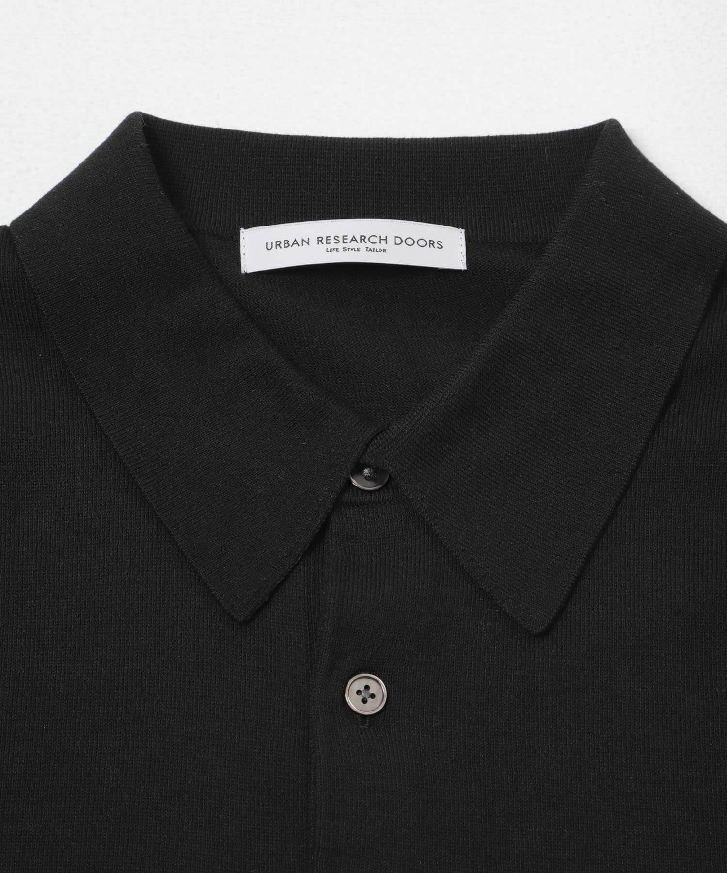 LIFE STYLE TAILOR　ハイゲージ半袖ニットポロシャツ BLACK M