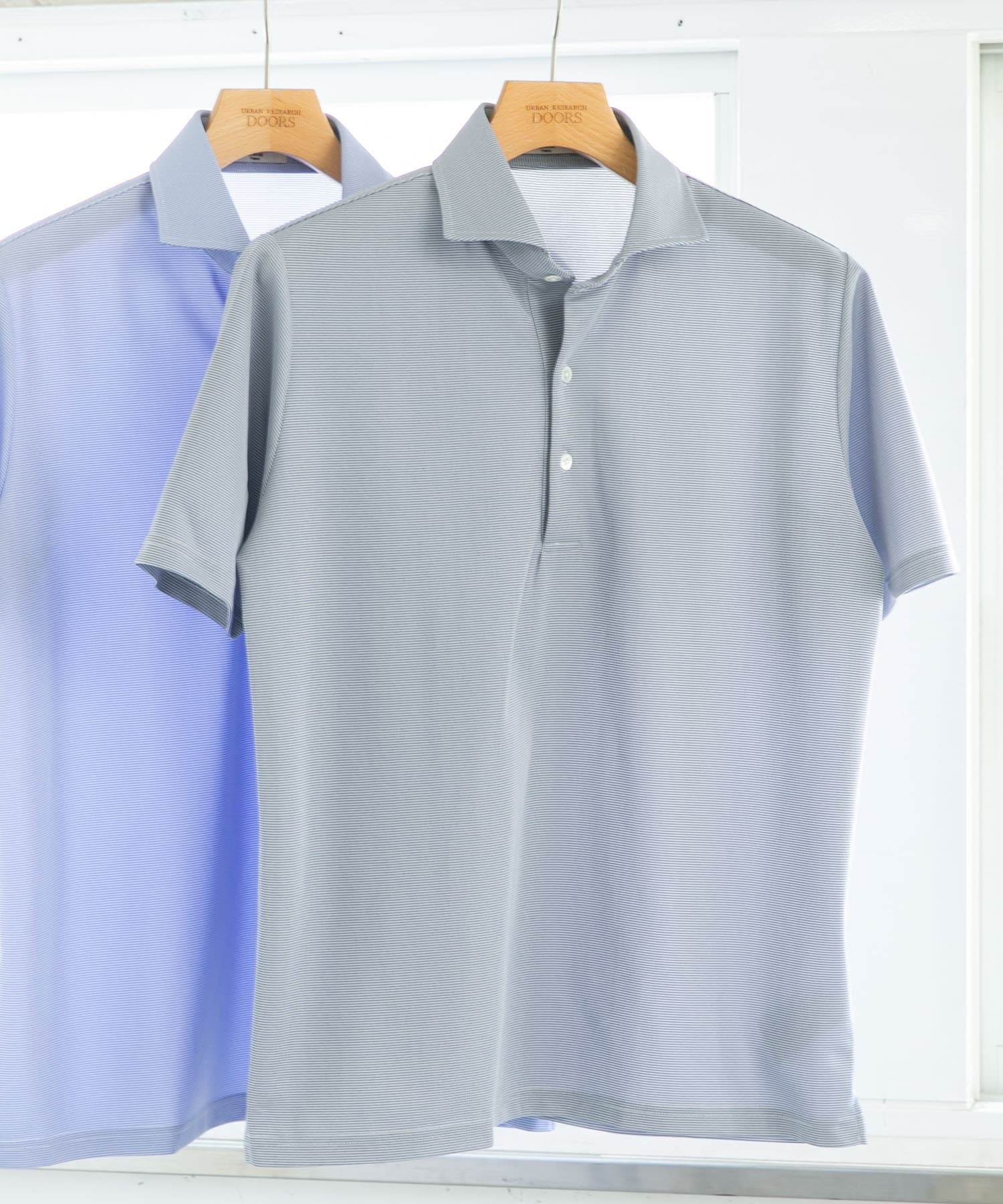 LIFE STYLE TAILOR　トリコットセミワイド半袖プルオーバー刺し子 GRAY NAVY M
