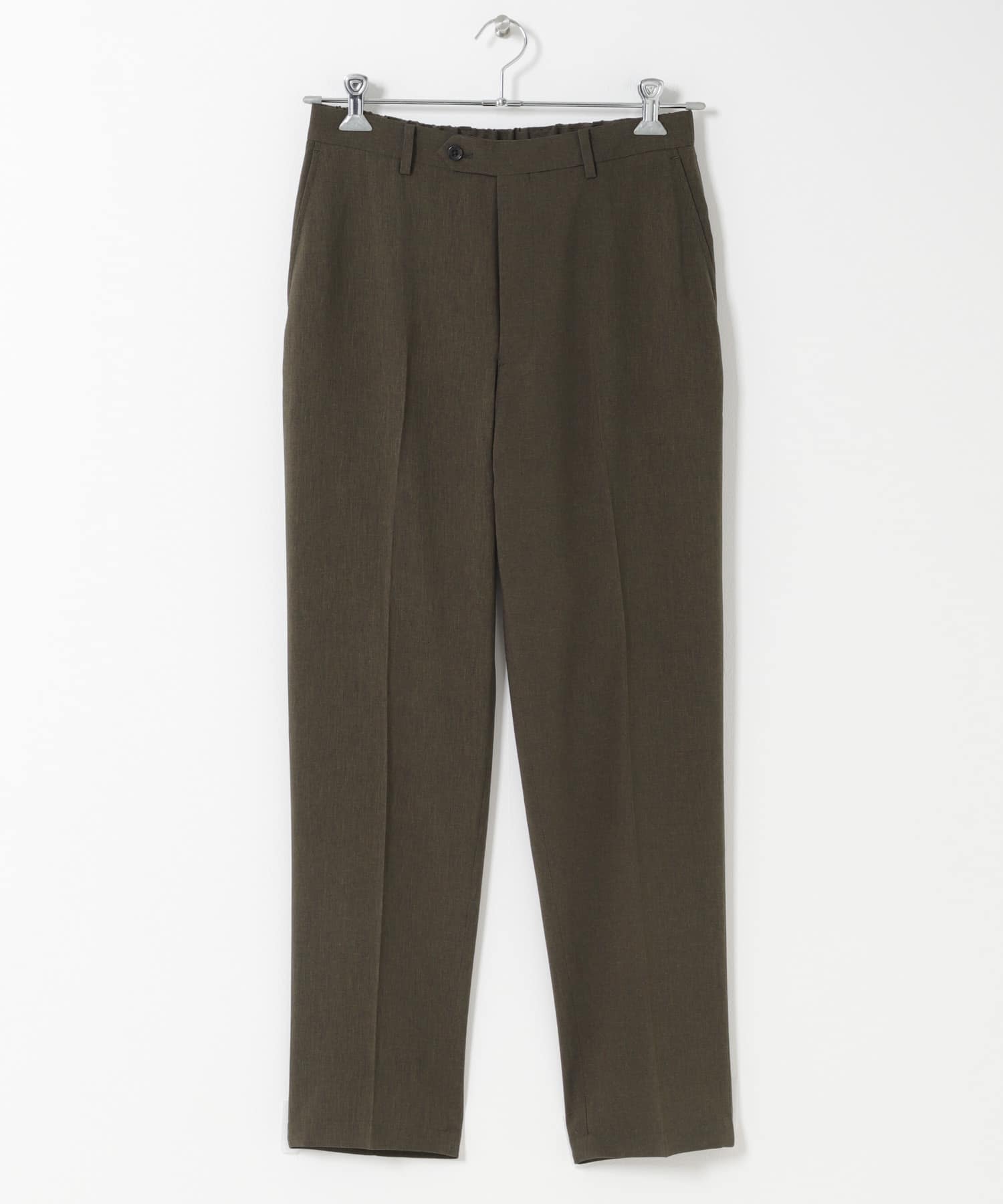 LIFE STYLE TAILOR　リネンライクコンフォータブルパンツ OLV BROWN S