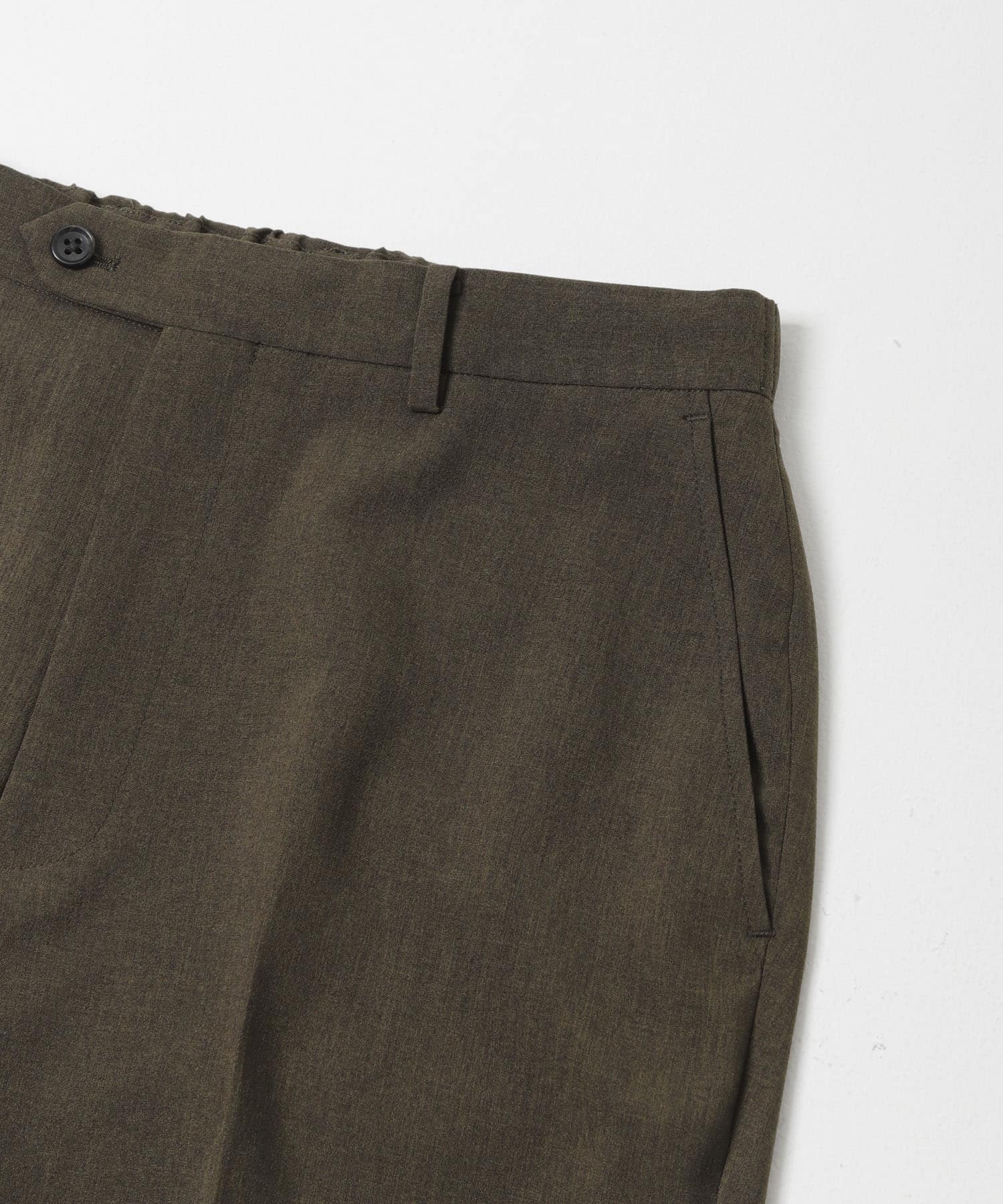 LIFE STYLE TAILOR　リネンライクコンフォータブルパンツ OLV BROWN S