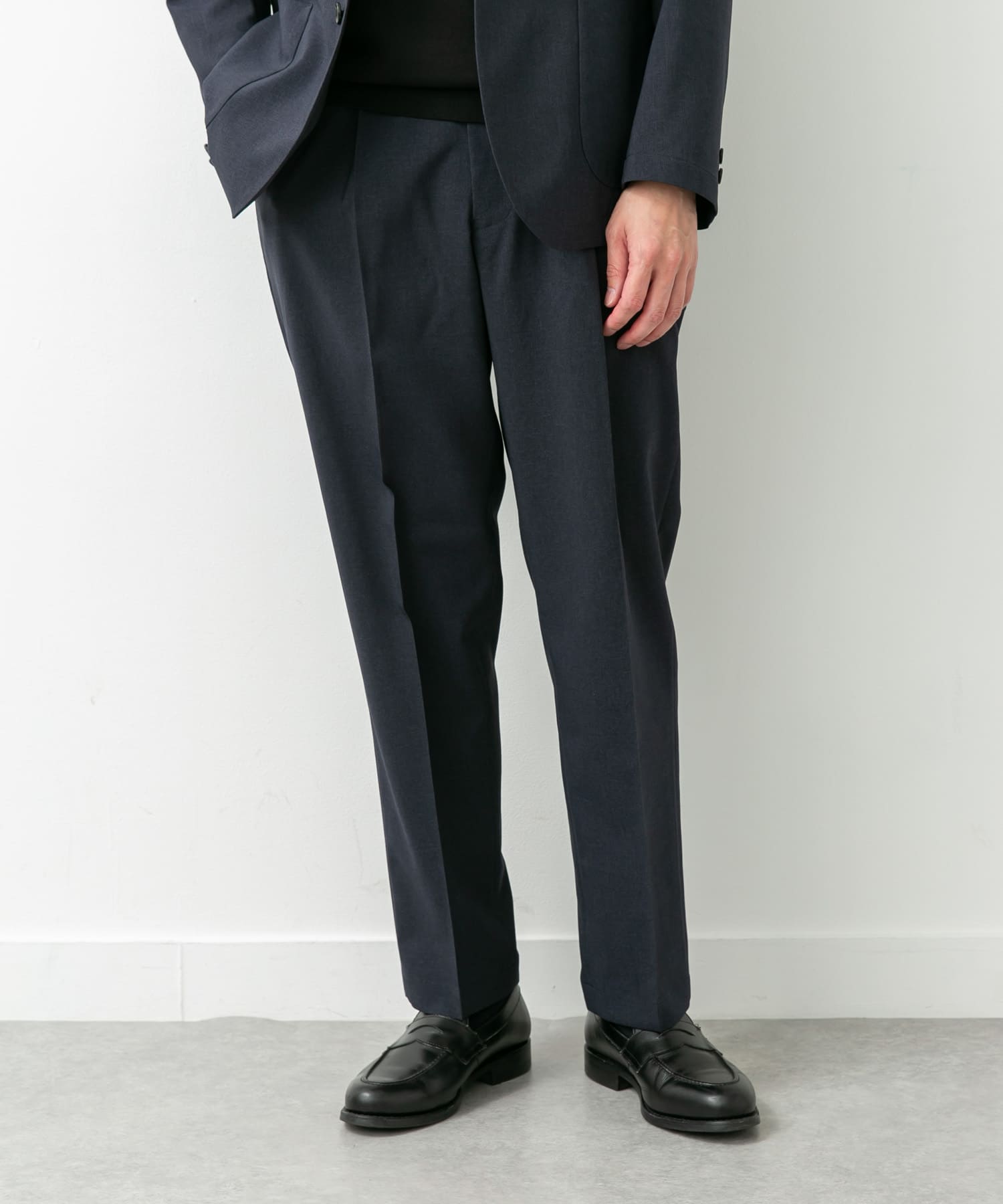 LIFE STYLE TAILOR　リネンライクコンフォータブル1タックパンツ