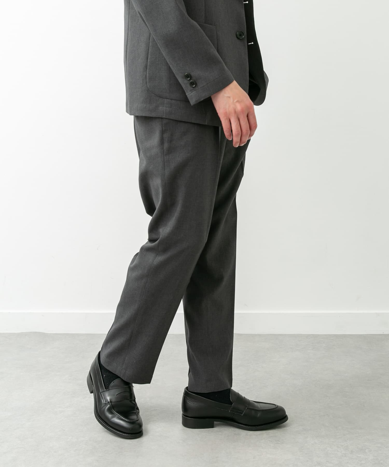 LIFE STYLE TAILOR　リネンライクコンフォータブル1タックパンツ