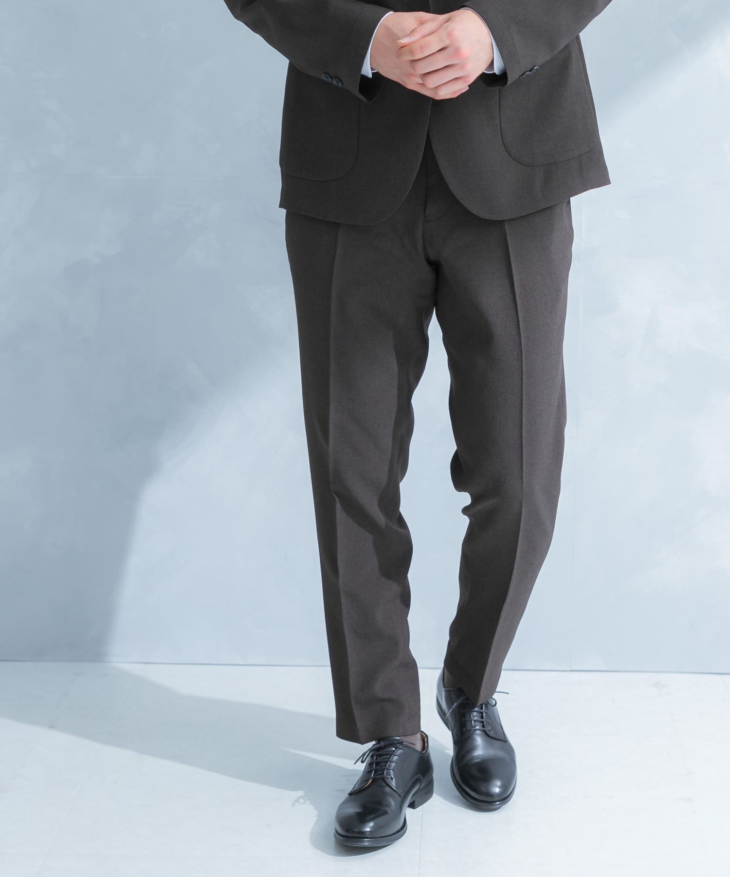 LIFE STYLE TAILOR　リネンライク千鳥柄コンフォータブルパンツ