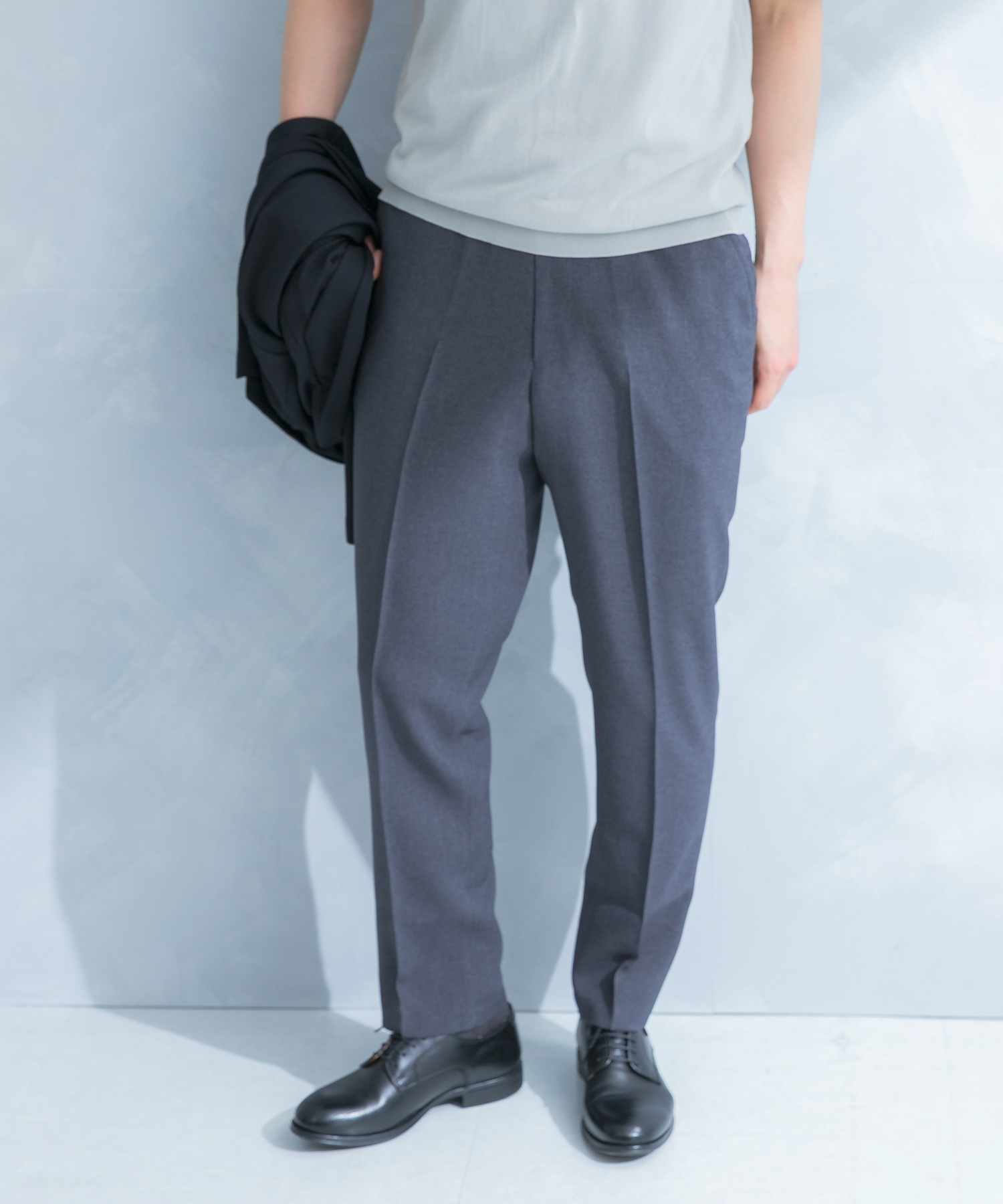 LIFE STYLE TAILOR　リネンライク千鳥柄コンフォータブルパンツ