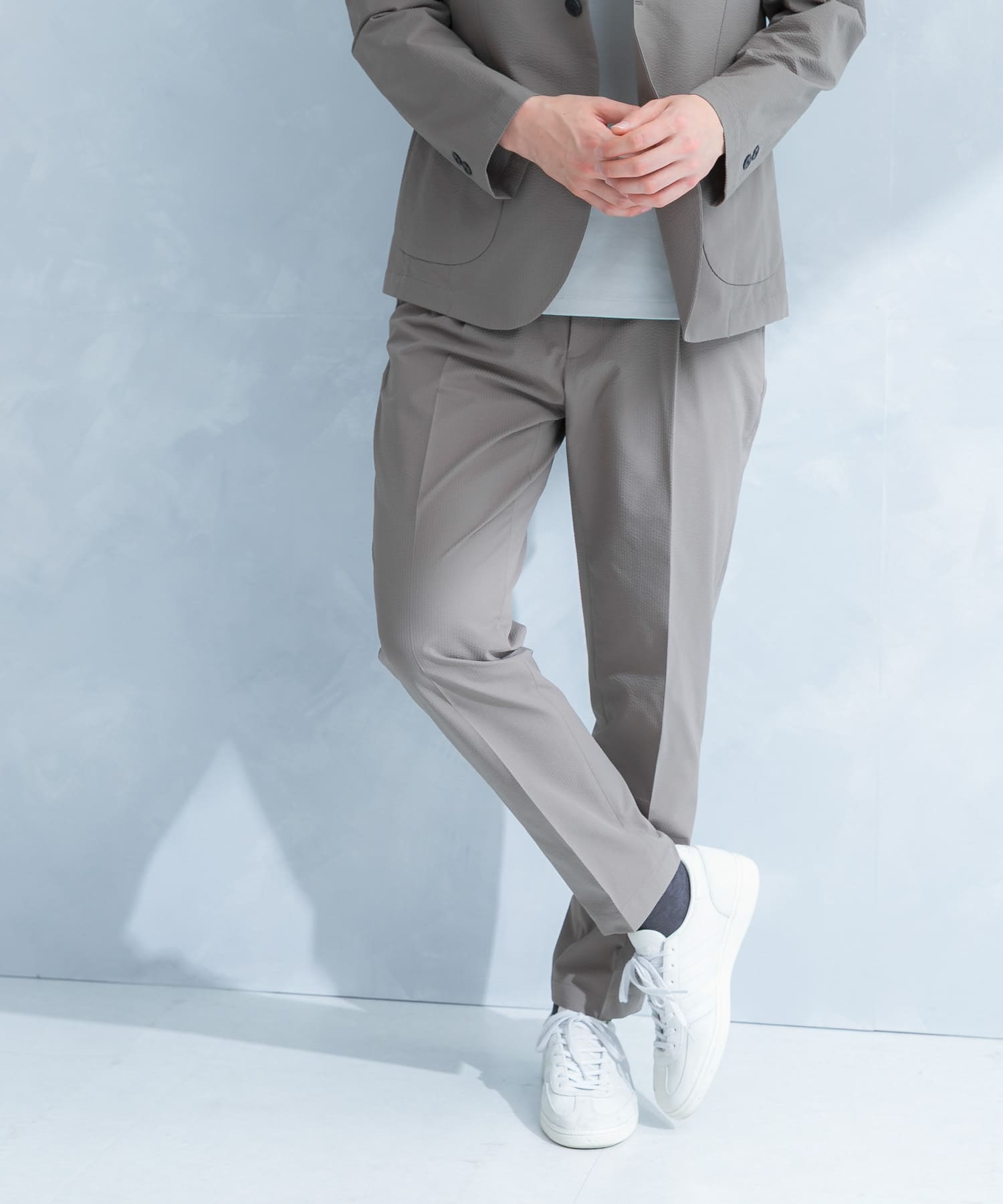 LIFE STYLE TAILOR　シアサッカーストレッチパンツ