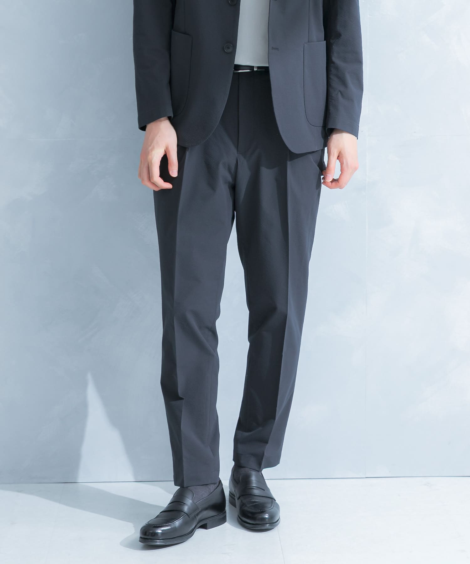 LIFE STYLE TAILOR　シアサッカーストレッチパンツ