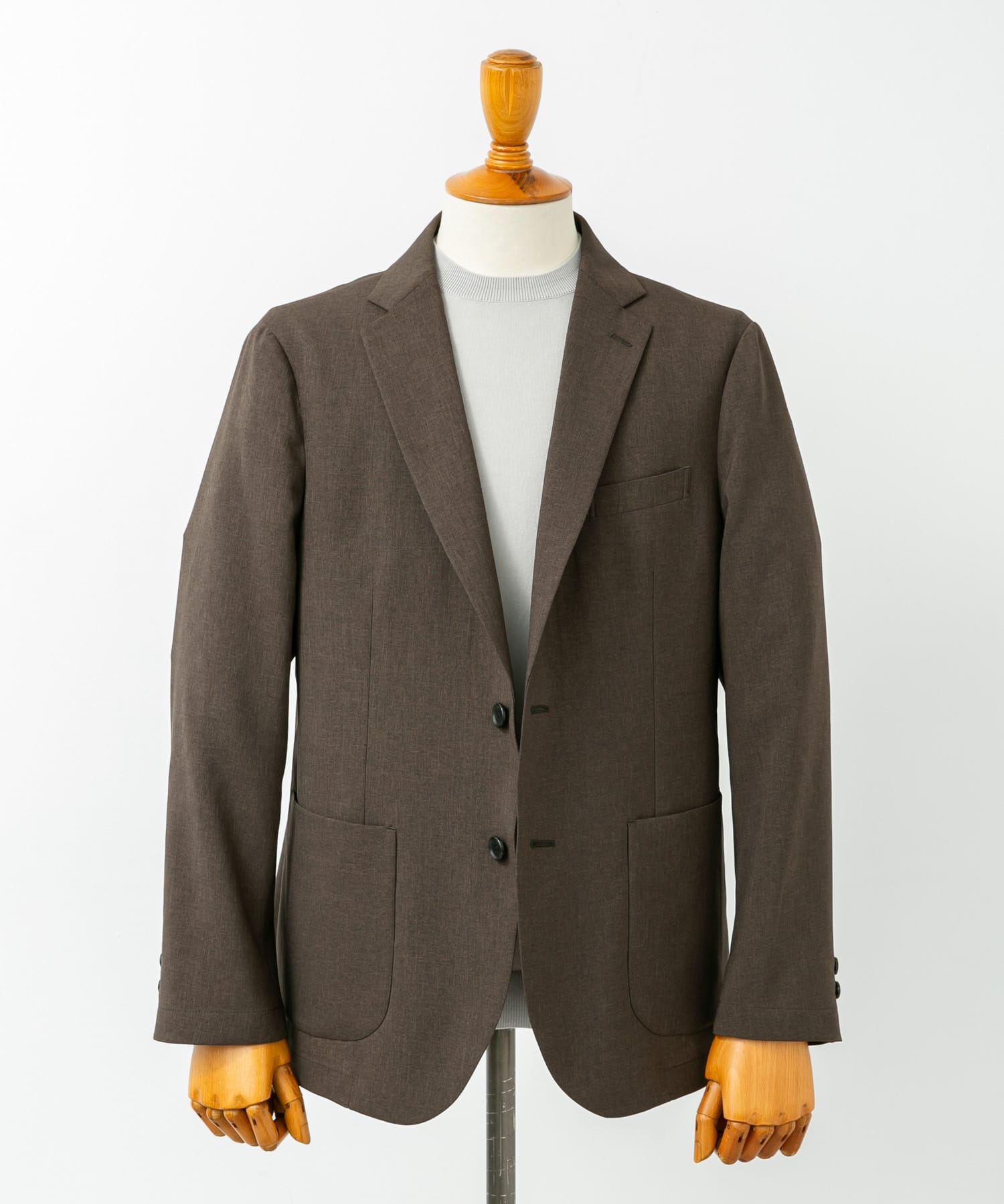 LIFE STYLE TAILOR　リネンライクコンフォータブルジャケット OLV BROWN S