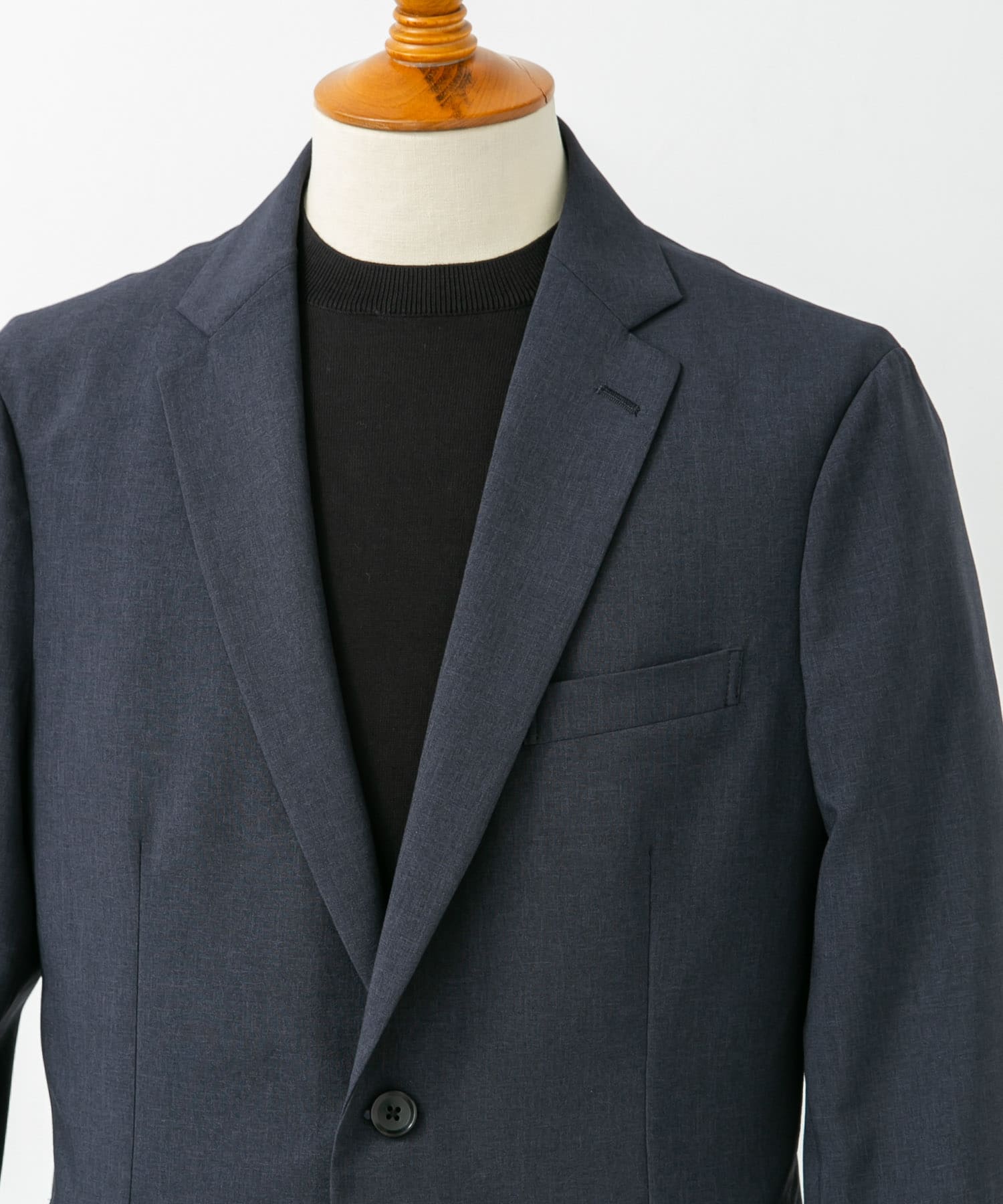 LIFE STYLE TAILOR　リネンライクコンフォータブルジャケット BLUE NAVY S