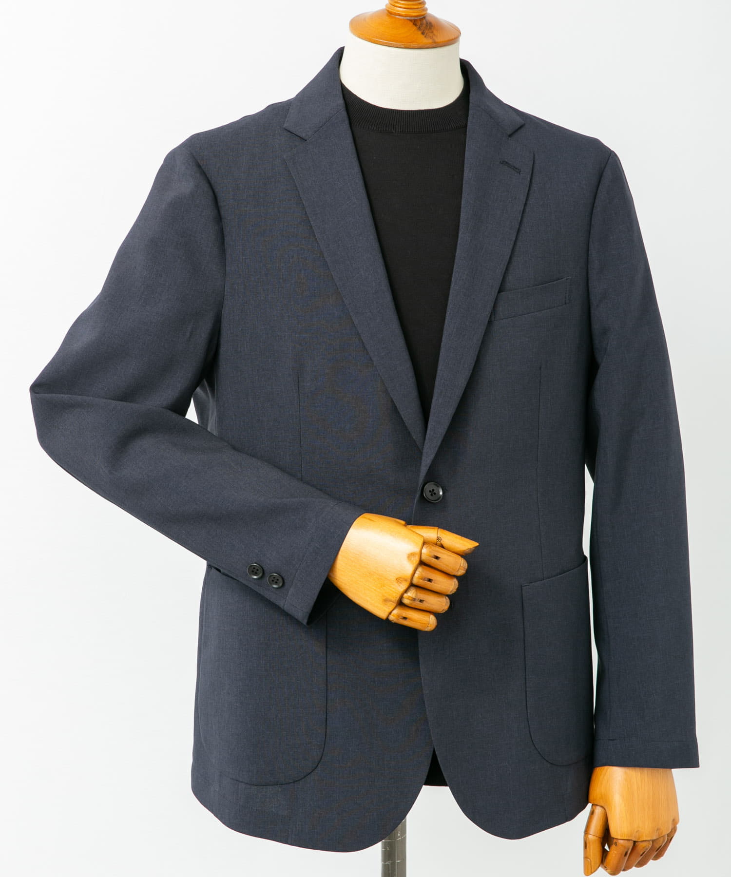 LIFE STYLE TAILOR　リネンライクコンフォータブルジャケット BLUE NAVY S