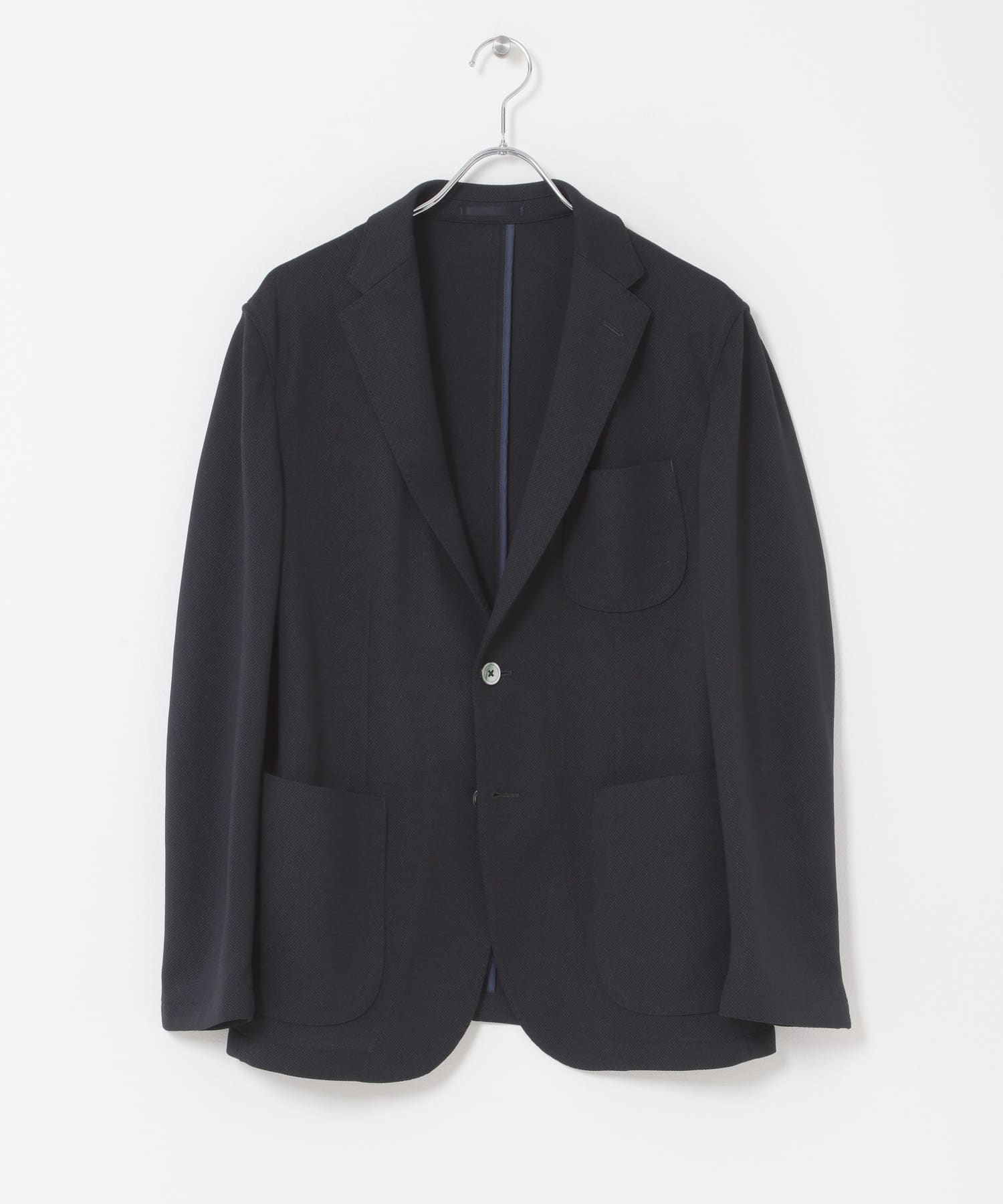 LIFE STYLE TAILOR　メランジニットイージージャケット NAVY 44