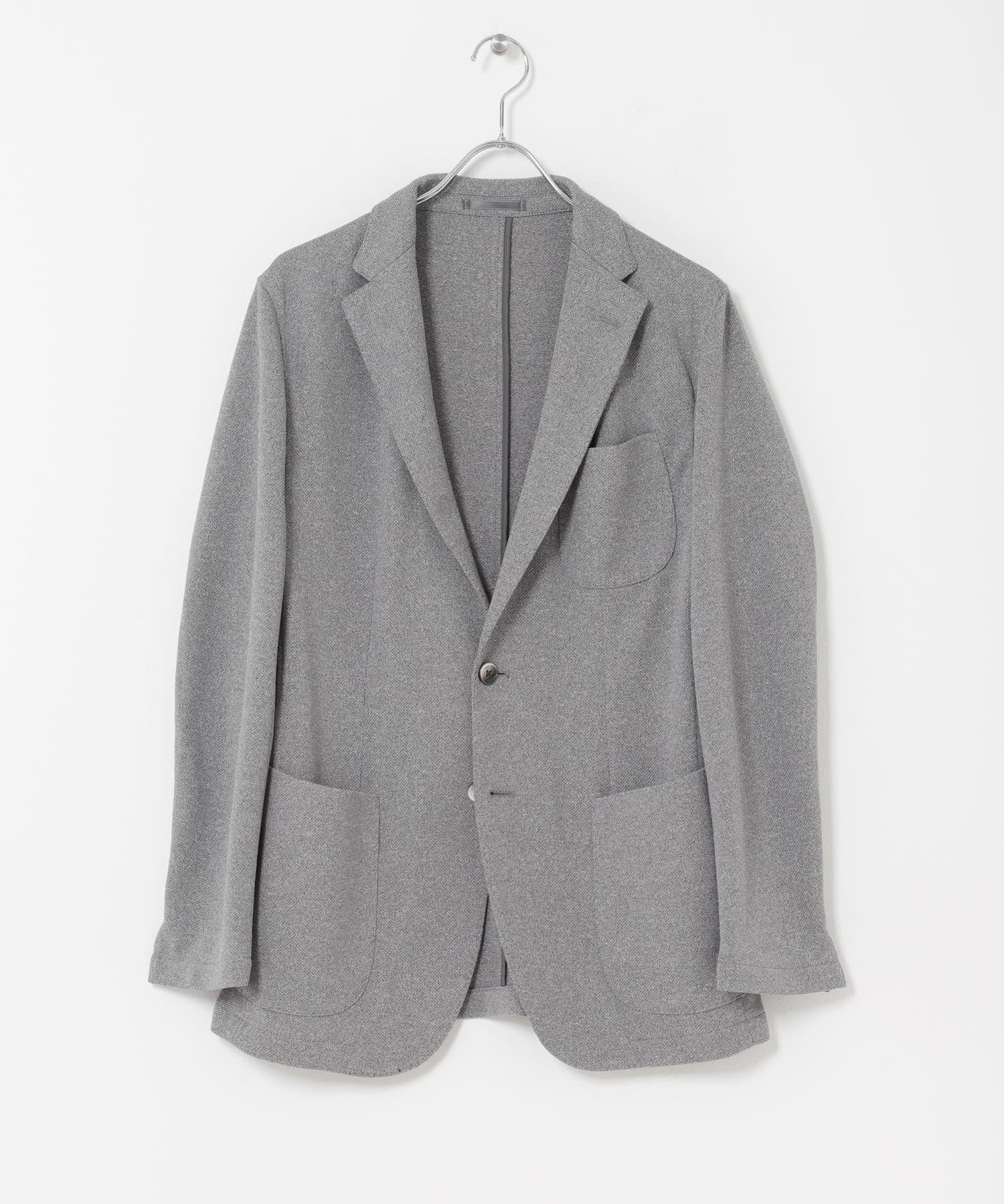 LIFE STYLE TAILOR　メランジニットイージージャケット GRAY 44