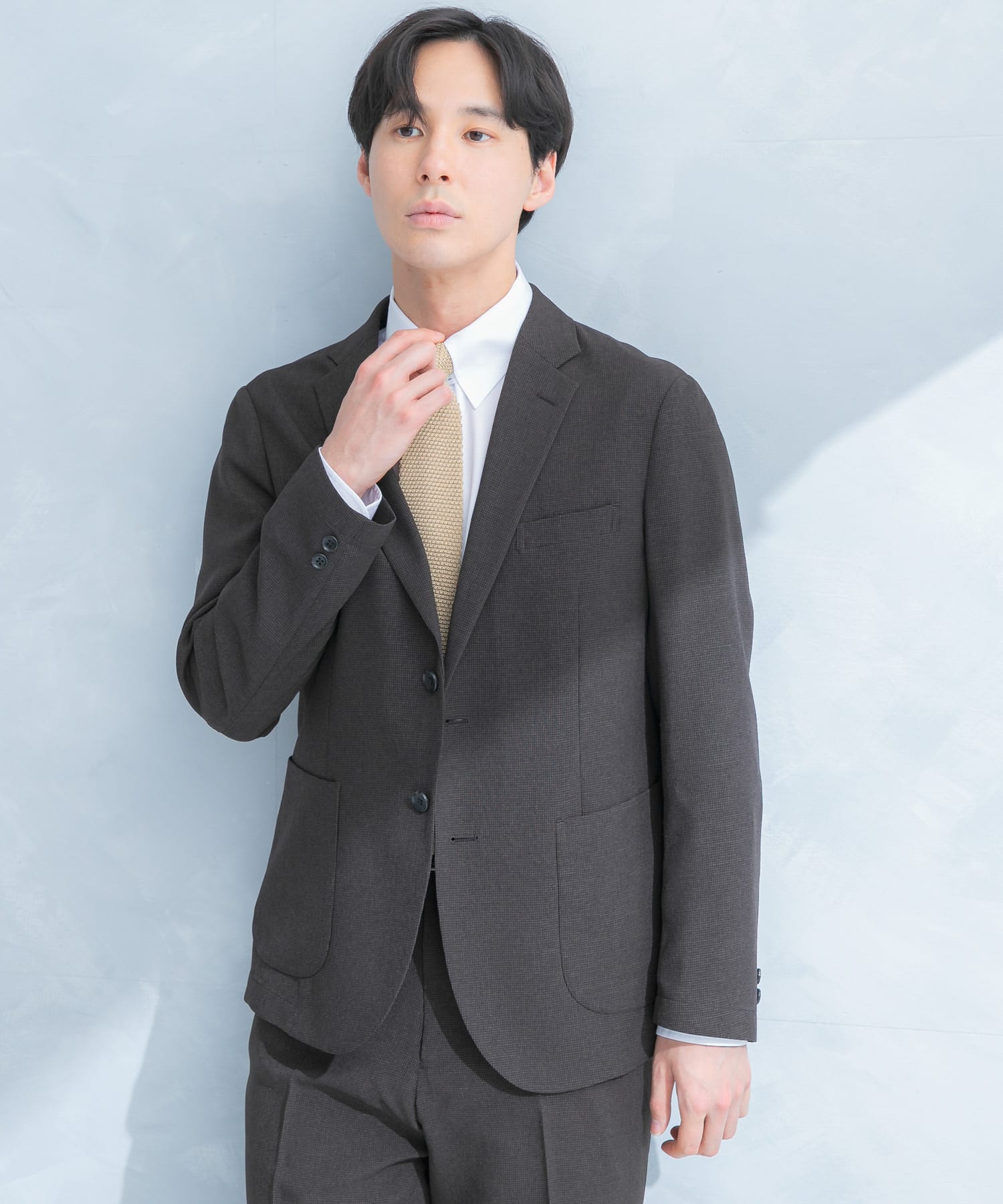 LIFE STYLE TAILOR　リネンライク千鳥柄コンフォータブルジャケット