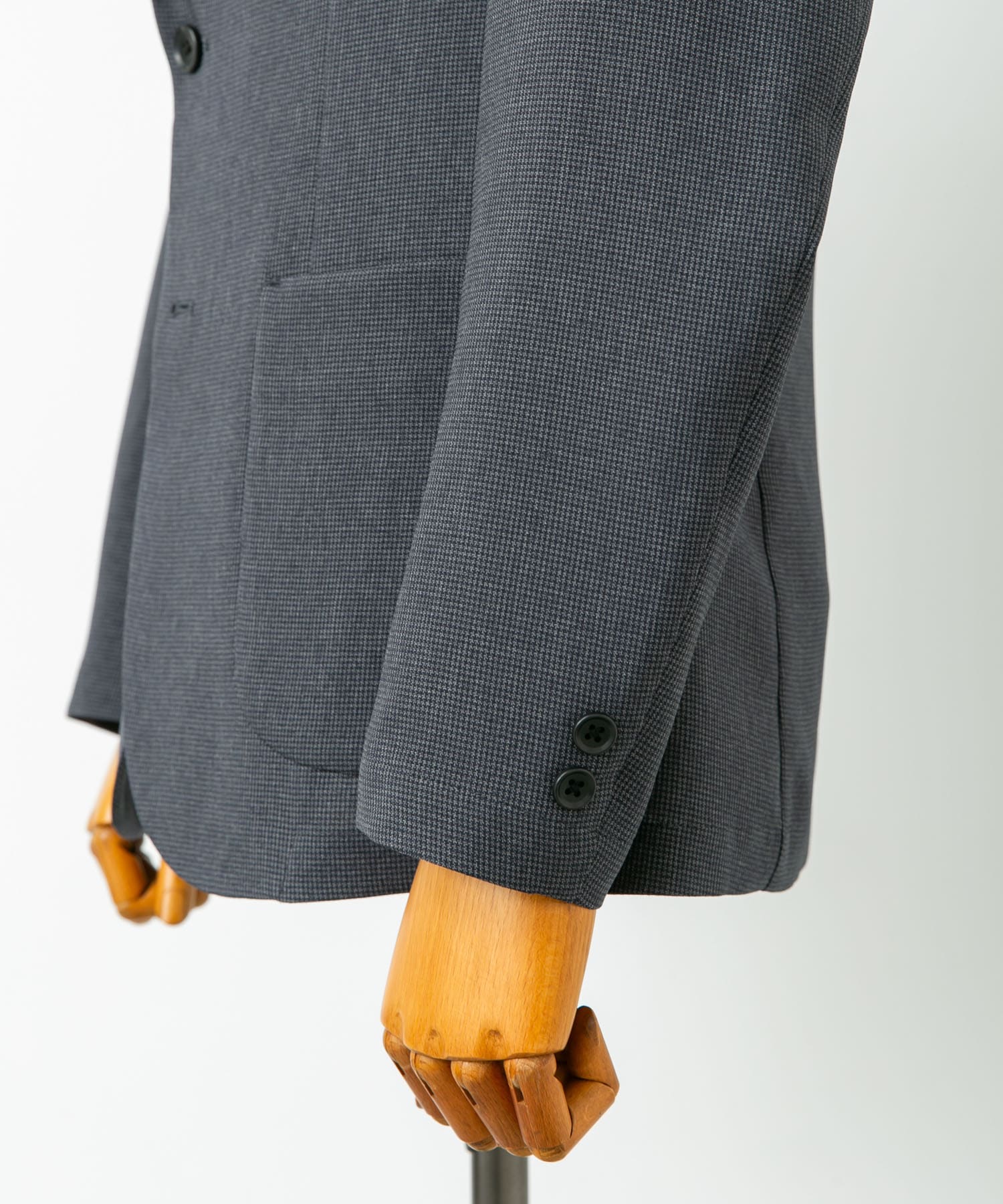 LIFE STYLE TAILOR　リネンライク千鳥柄コンフォータブルジャケット GRAY L