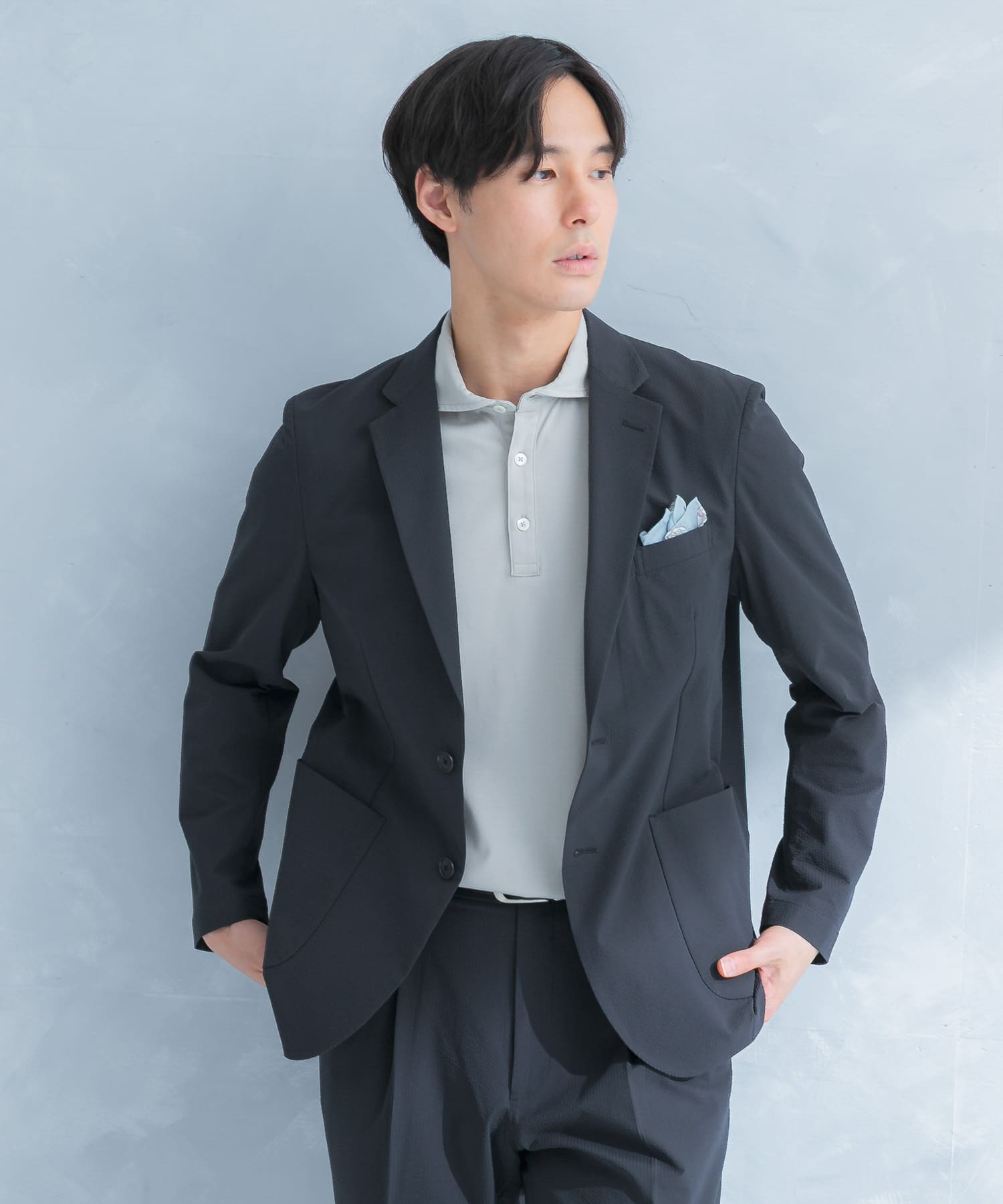 LIFE STYLE TAILOR　シアサッカーストレッチジャケット