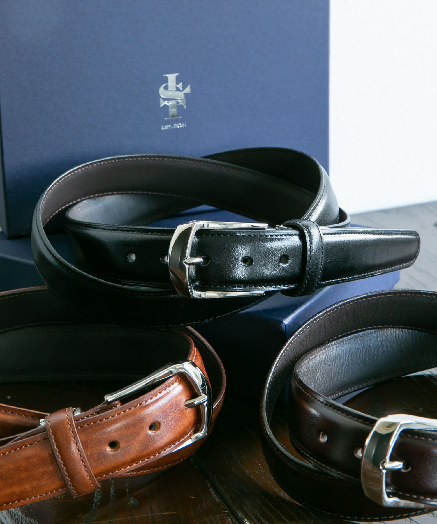 LIFE STYLE TAILOR リバーシブルレザーベルト(FREE BLK-BRN): ドレス