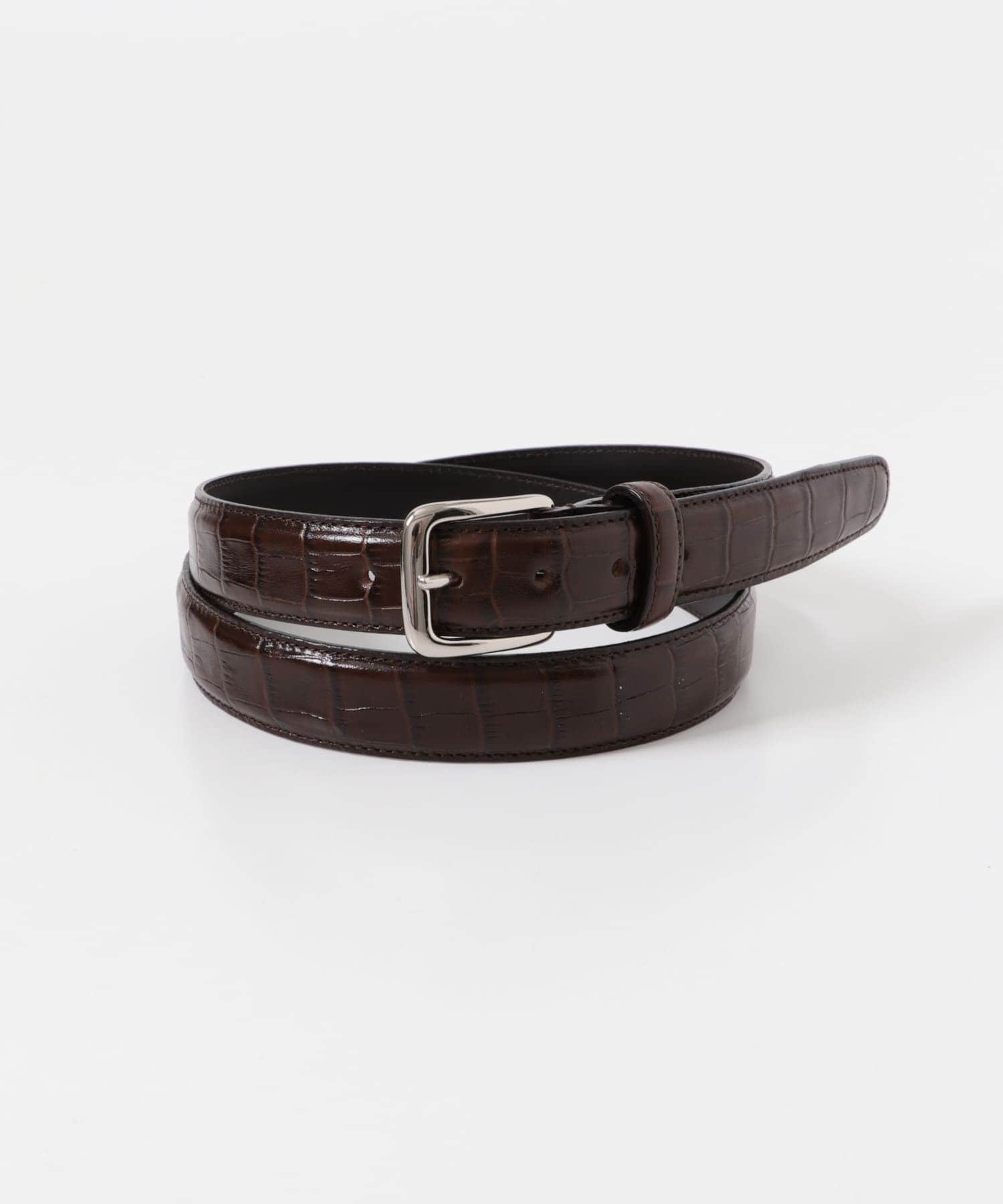 LIFE STYLE TAILOR　エンボスレザーベルト BROWN Free