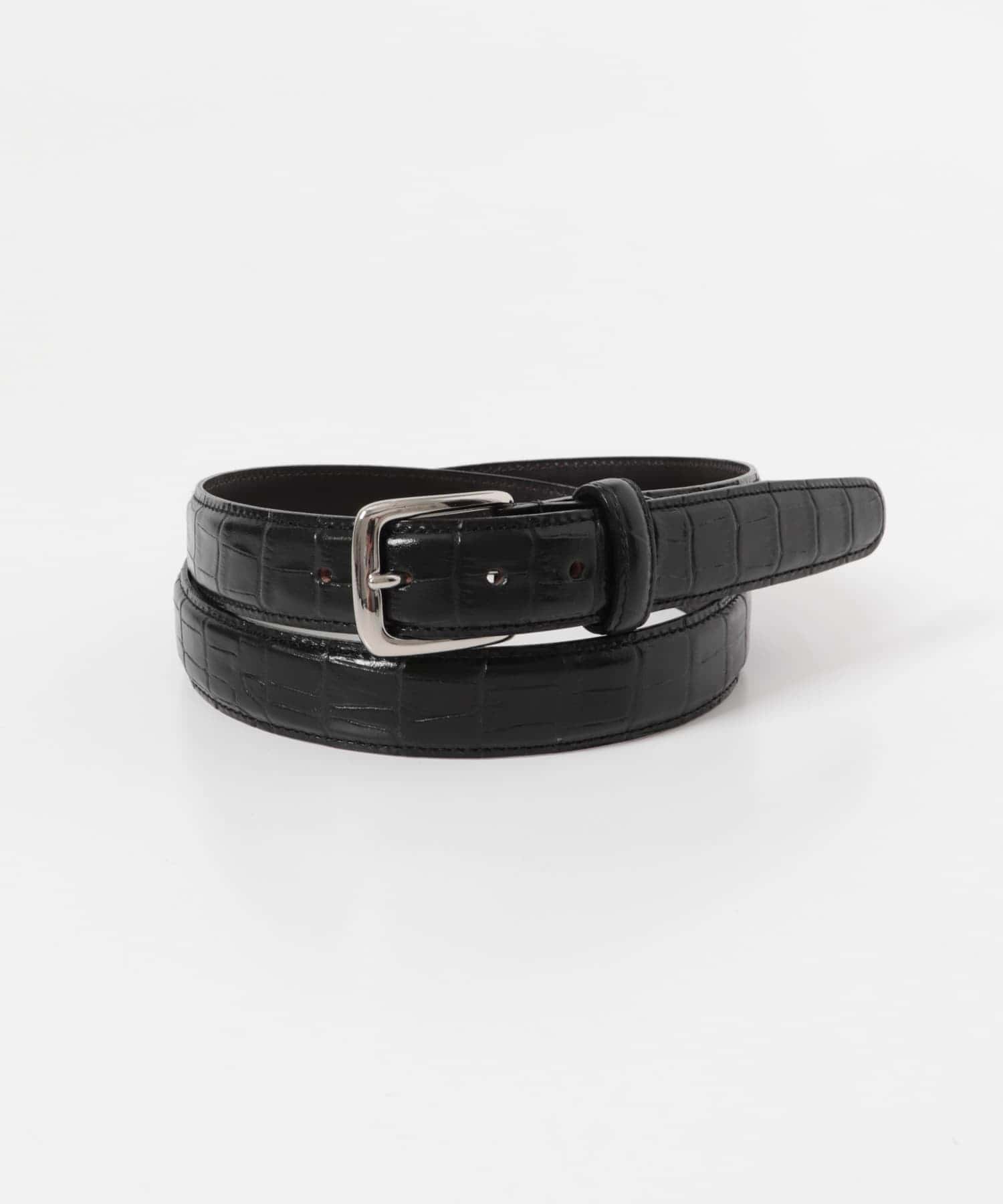 LIFE STYLE TAILOR　エンボスレザーベルト BLACK Free
