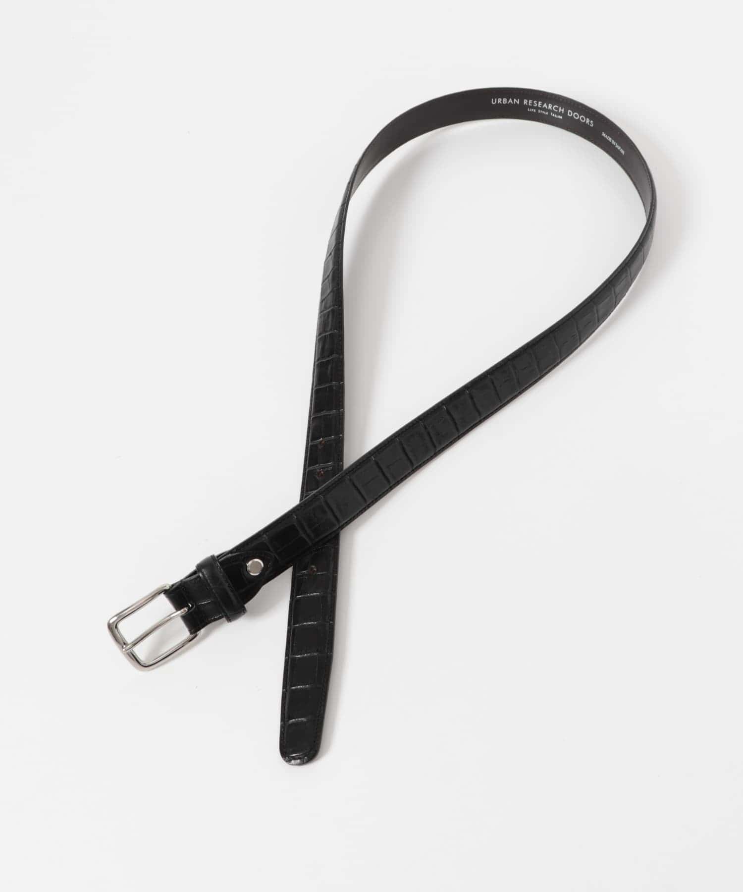 LIFE STYLE TAILOR　エンボスレザーベルト BLACK Free