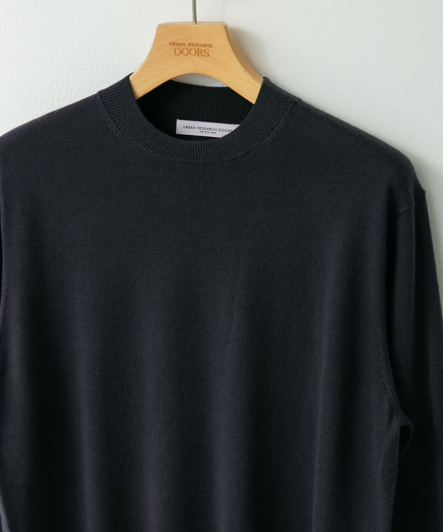 LIFE STYLE TAILOR　マシンウォッシャブルハイゲージクルーニット CHARCOAL M