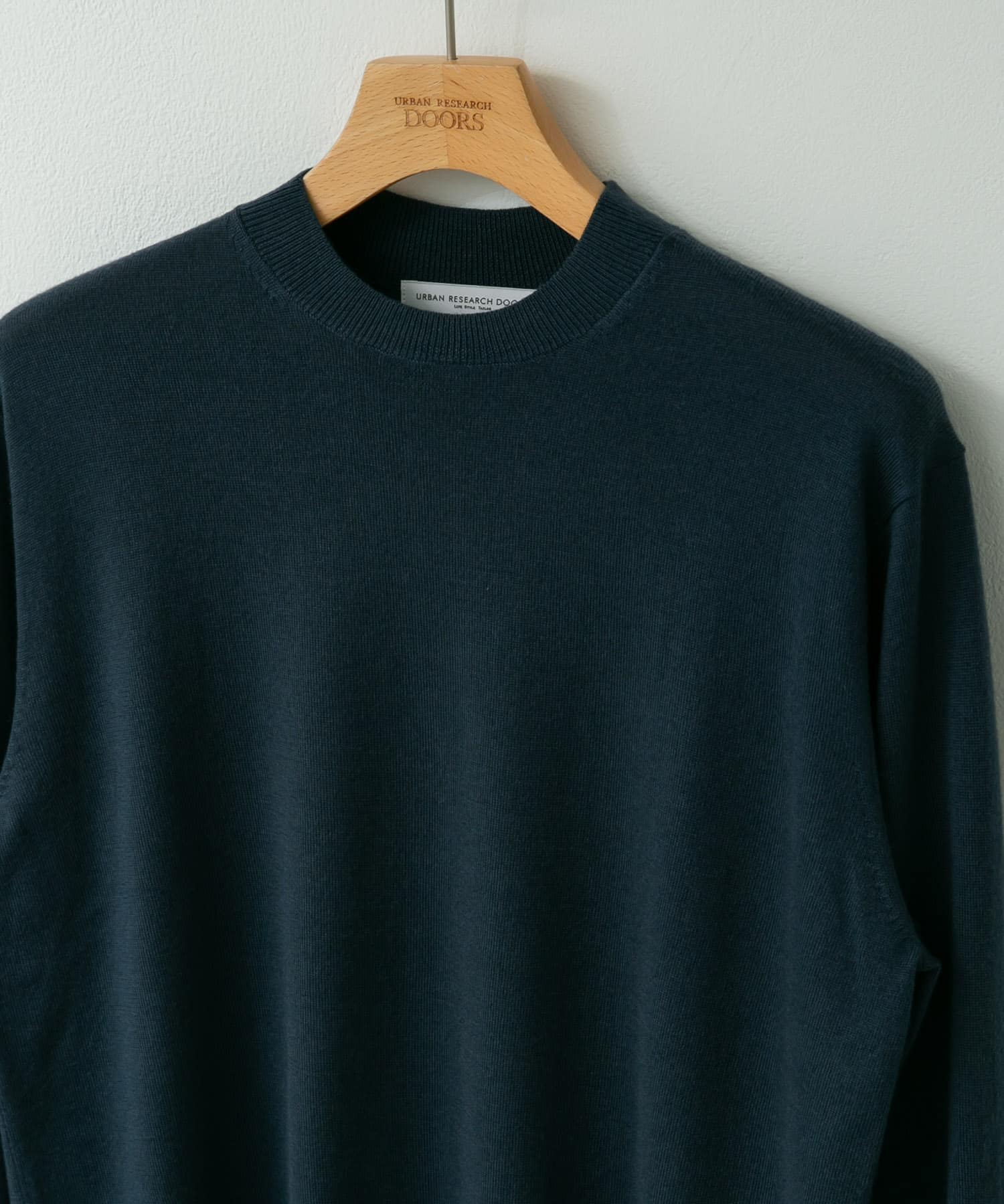 LIFE STYLE TAILOR　マシンウォッシャブルハイゲージクルーニット BLUE GREEN M