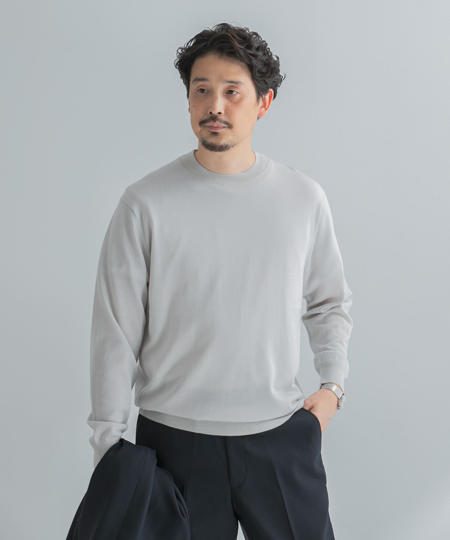 LIFE STYLE TAILOR　マシンウォッシャブルハイゲージクルーニット