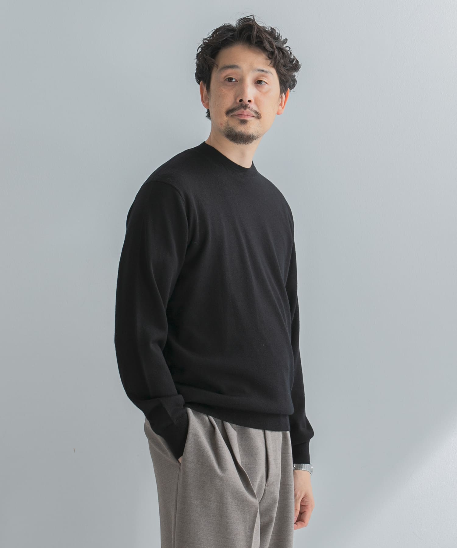 LIFE STYLE TAILOR　マシンウォッシャブルハイゲージクルーニット
