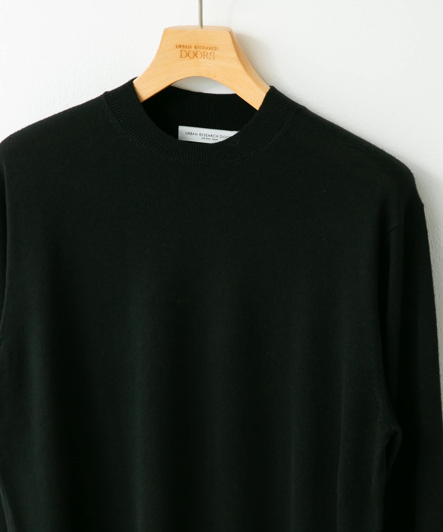 LIFE STYLE TAILOR　マシンウォッシャブルハイゲージクルーニット BLACK L