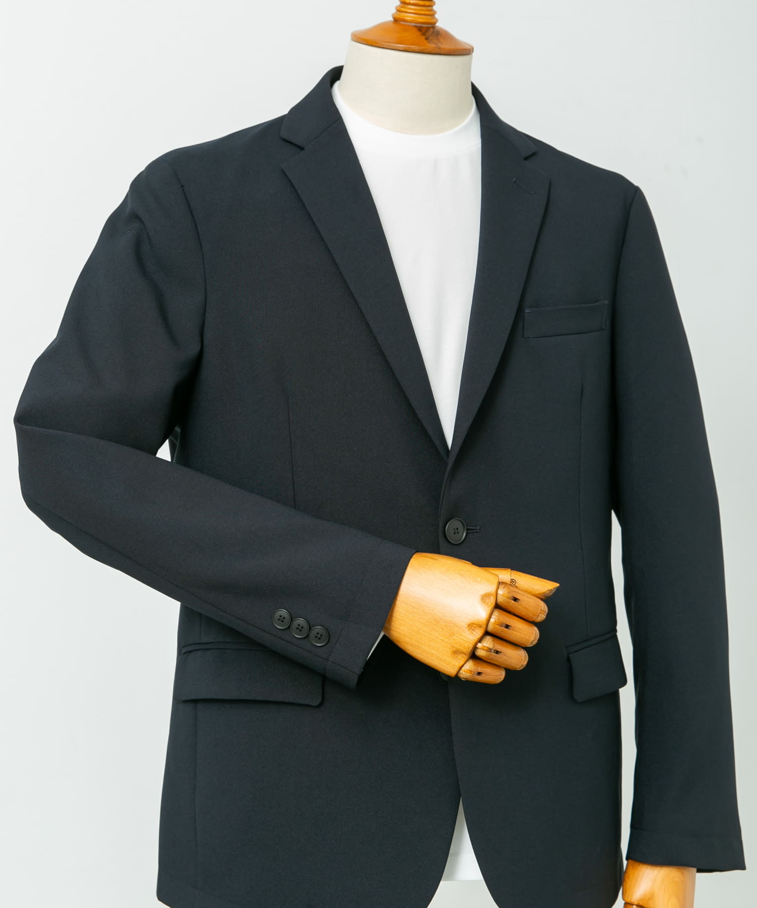 LIFE STYLE TAILOR　ウールライクストレッチジャケット NAVY S