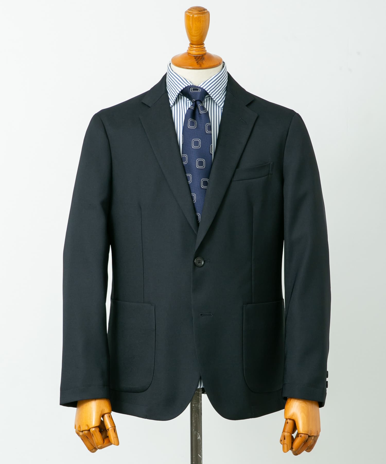 LIFE STYLE TAILOR　ウールライクツイルコンフォータブルジャケット NAVY S