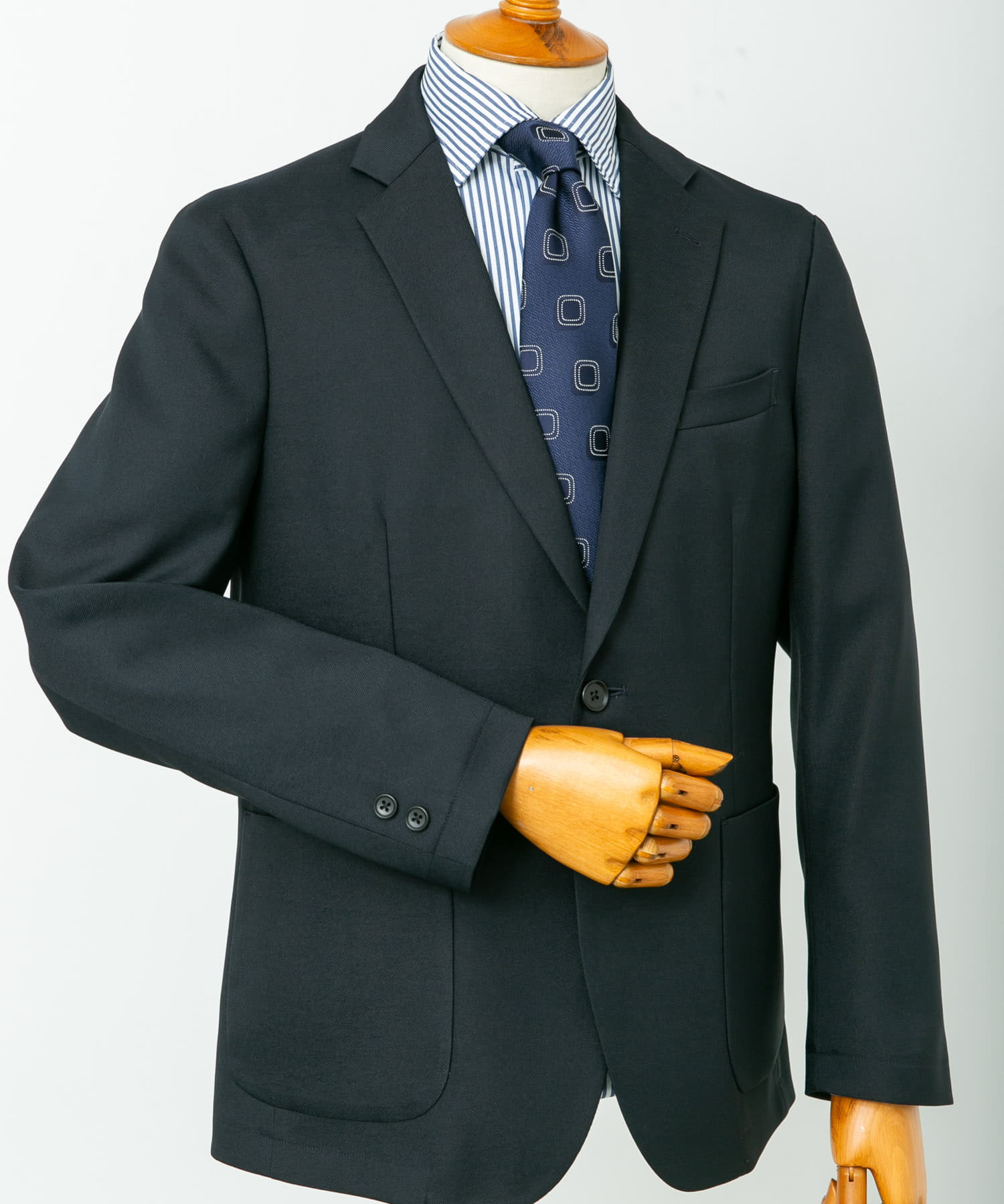 LIFE STYLE TAILOR　ウールライクツイルコンフォータブルジャケット NAVY M