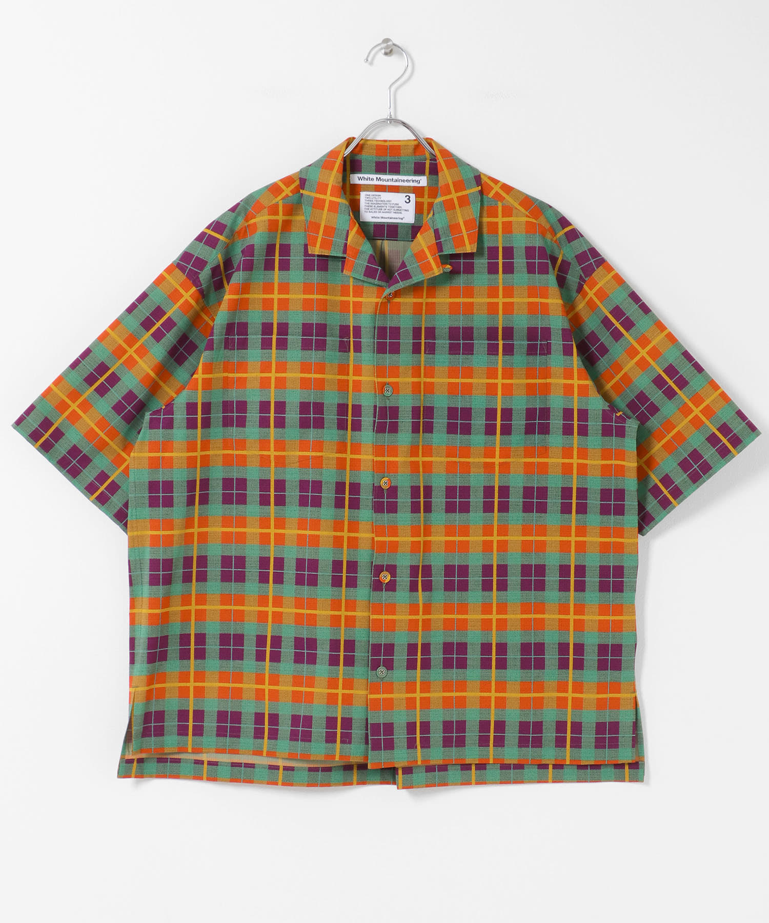 White Mountaineering　MADRAS CHECK OC SHIRTS ORANGE 2