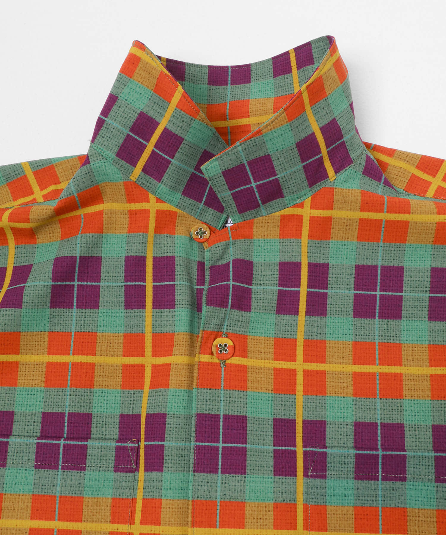 White Mountaineering　MADRAS CHECK OC SHIRTS ORANGE 2