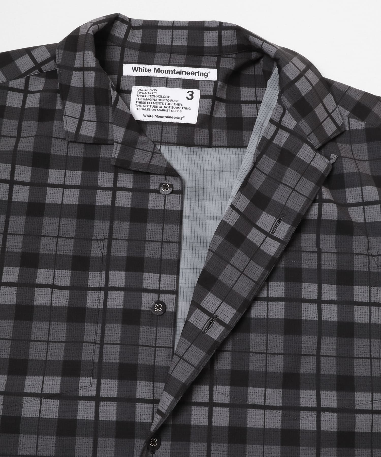 White Mountaineering　MADRAS CHECK OC SHIRTS BLACK 2