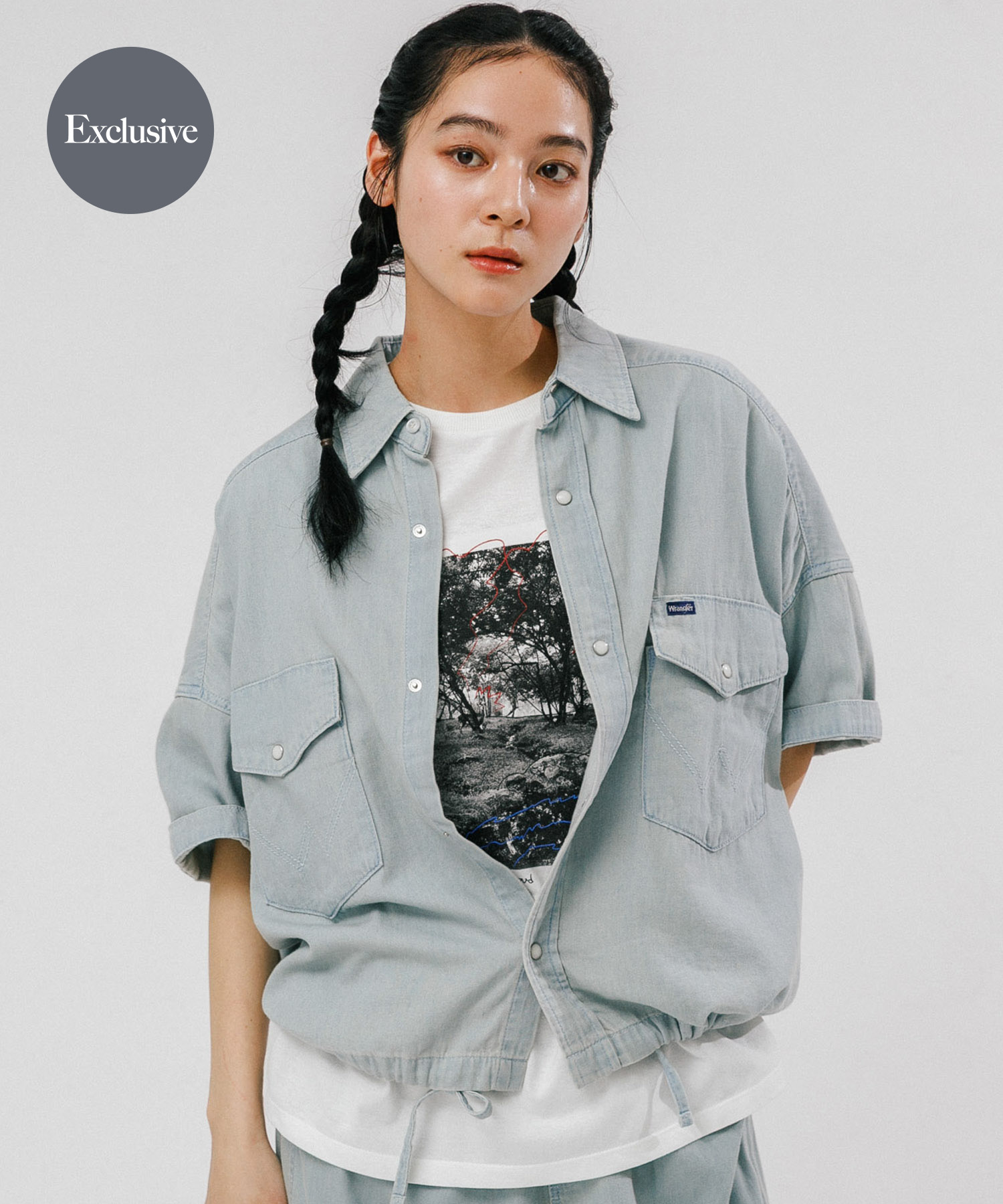 『別注』Wrangler×EKAL　ライトデニムワークシャツ