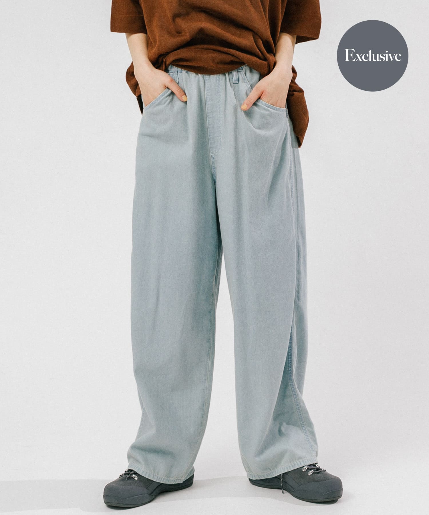 『別注』Wrangler×EKAL　ライトデニムリラックスバギーパンツ