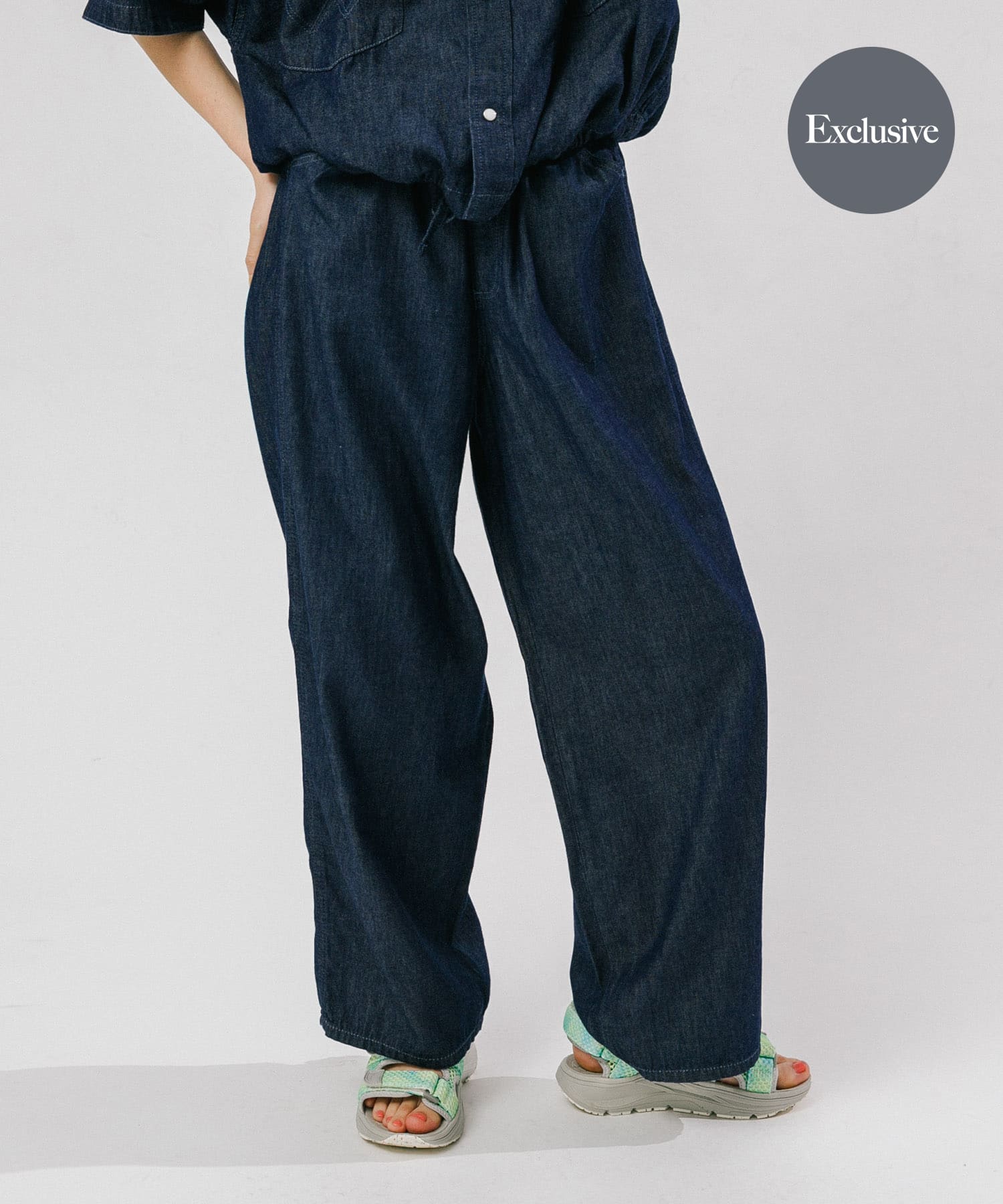 『別注』Wrangler×EKAL　ライトデニムリラックスバギーパンツ