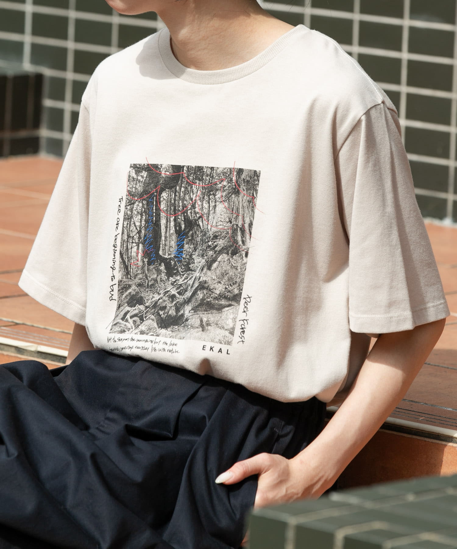 フォトプリントショートスリーブTシャツ