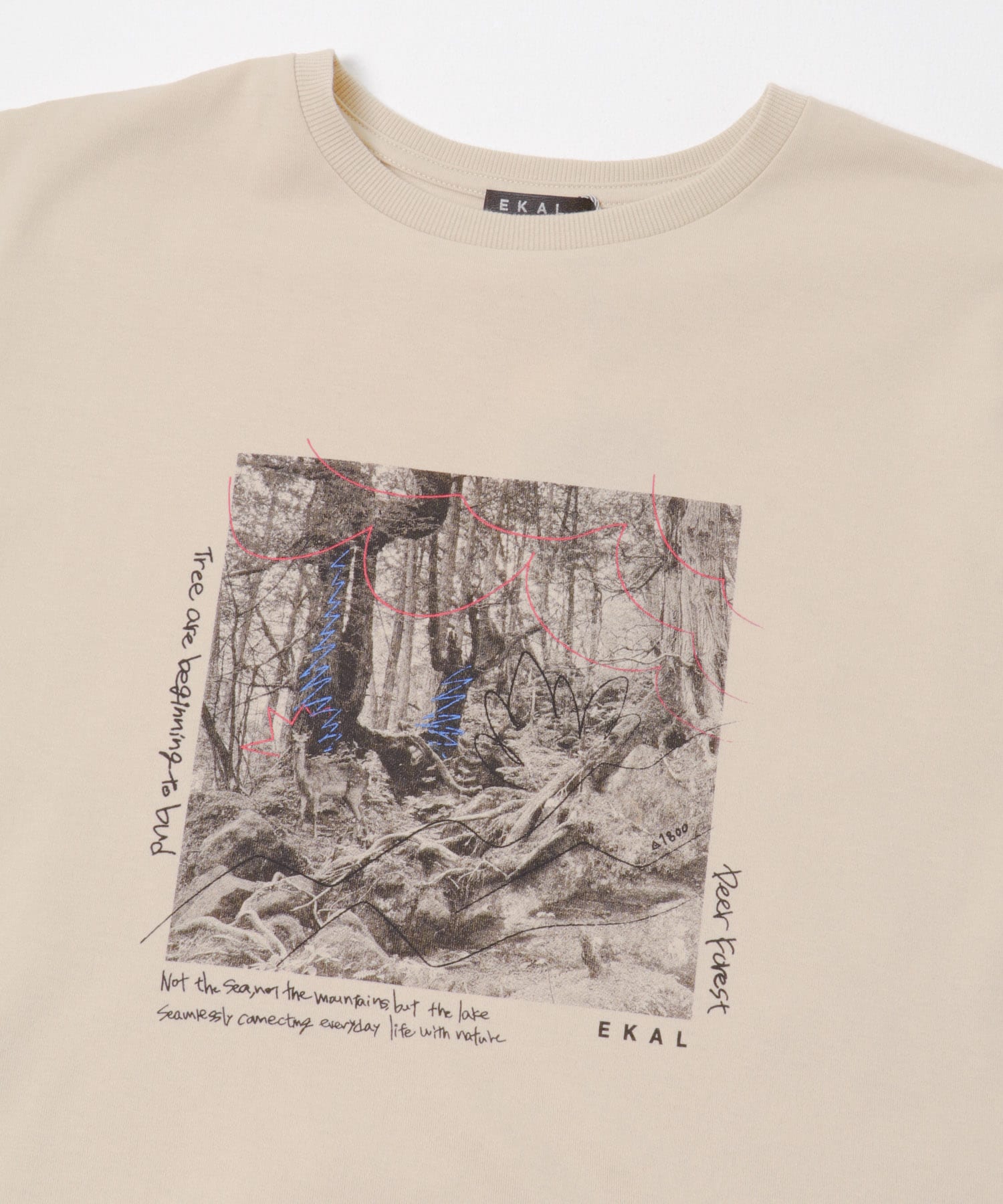 フォトプリントショートスリーブTシャツ ベージュ One