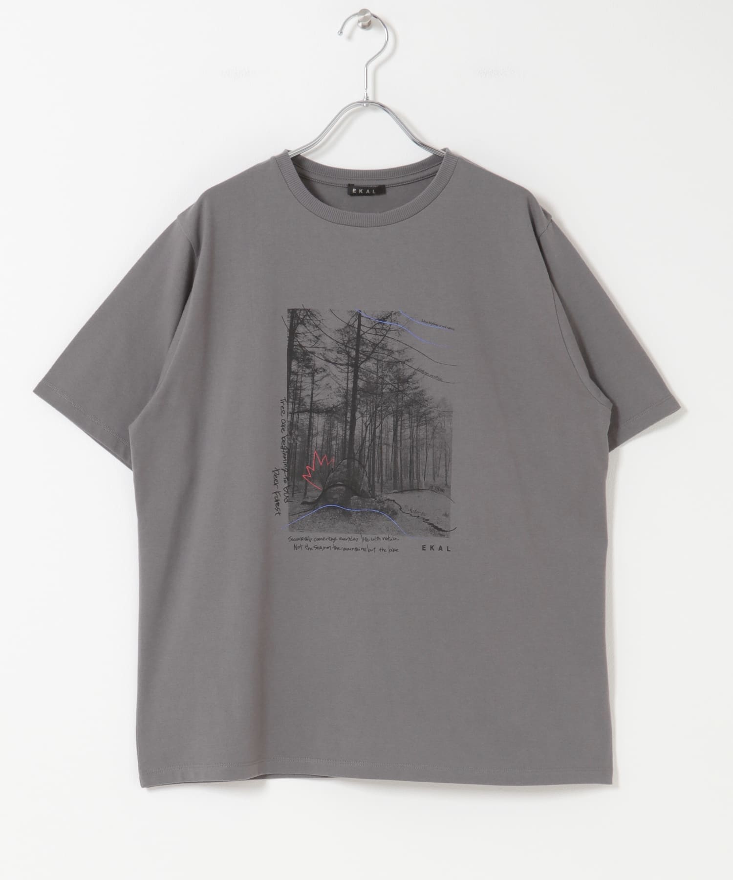 フォトプリントショートスリーブTシャツ グレー One