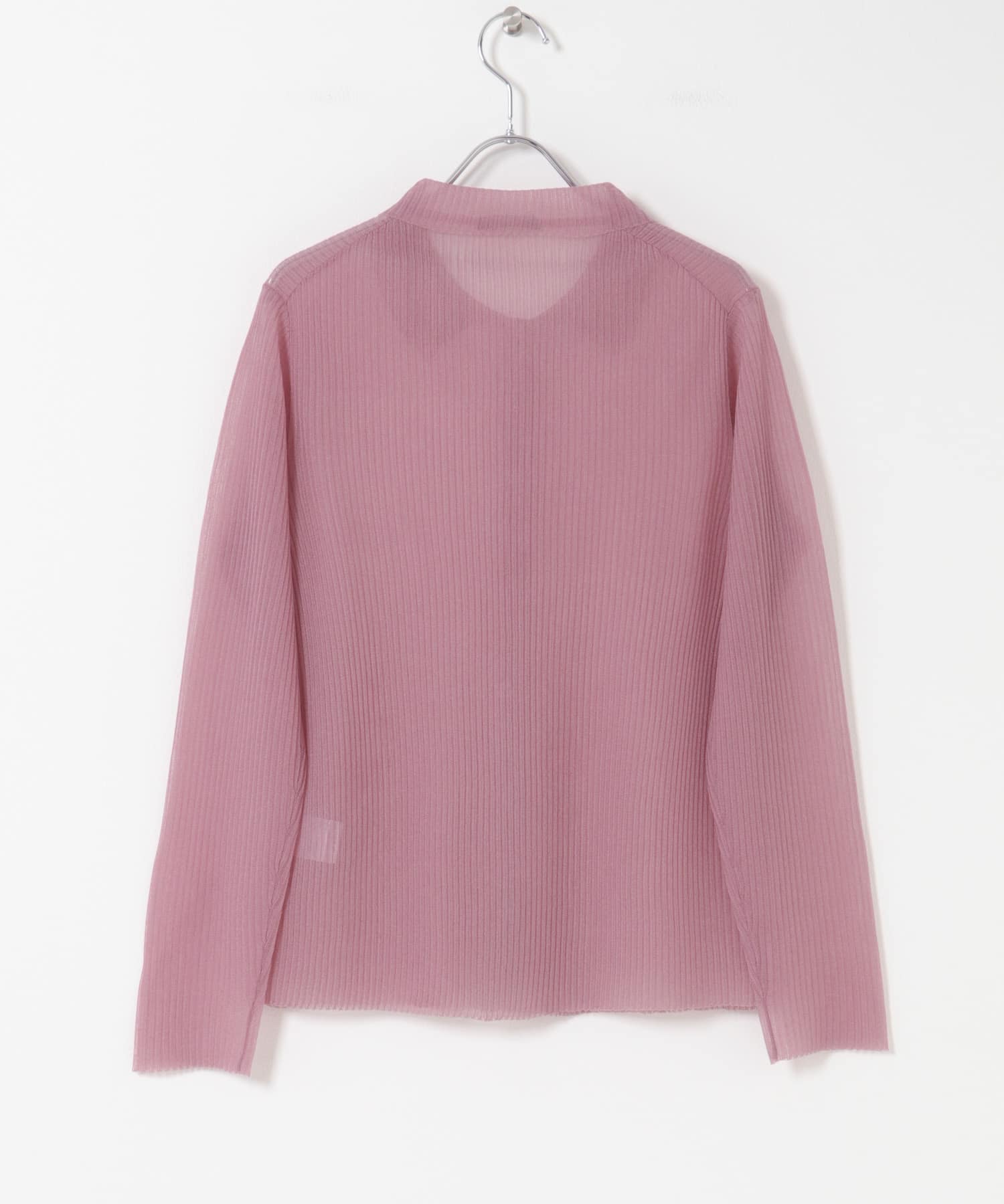 シースルーリブニットカーディガン ボルドー Free