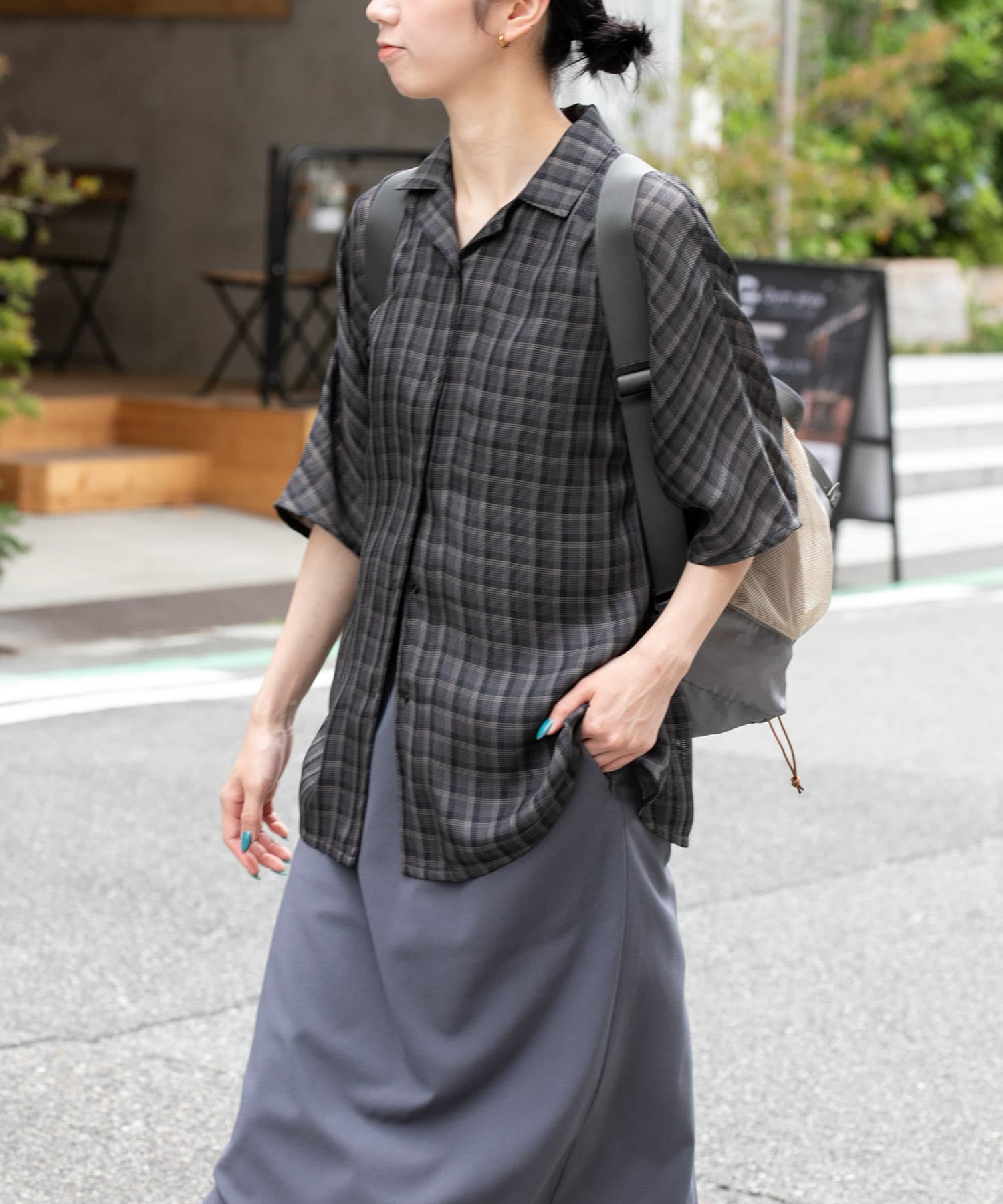 『速乾』パナマライク リラックスチェックシャツ
