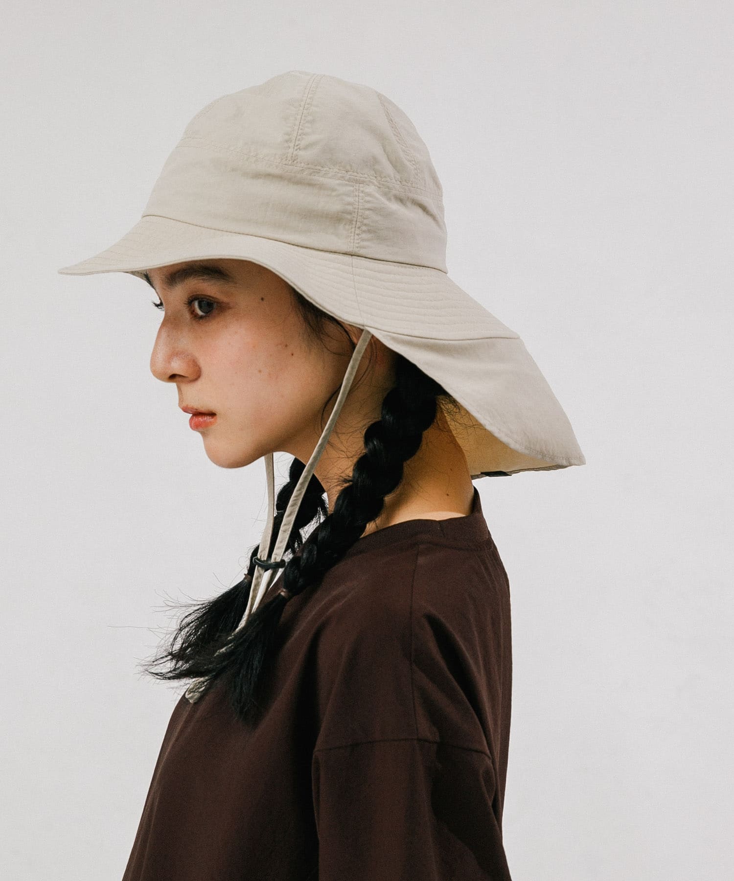 『撥水/UVカット/UR TECH』ナイロンタッサーサンシェードハット ベージュ One