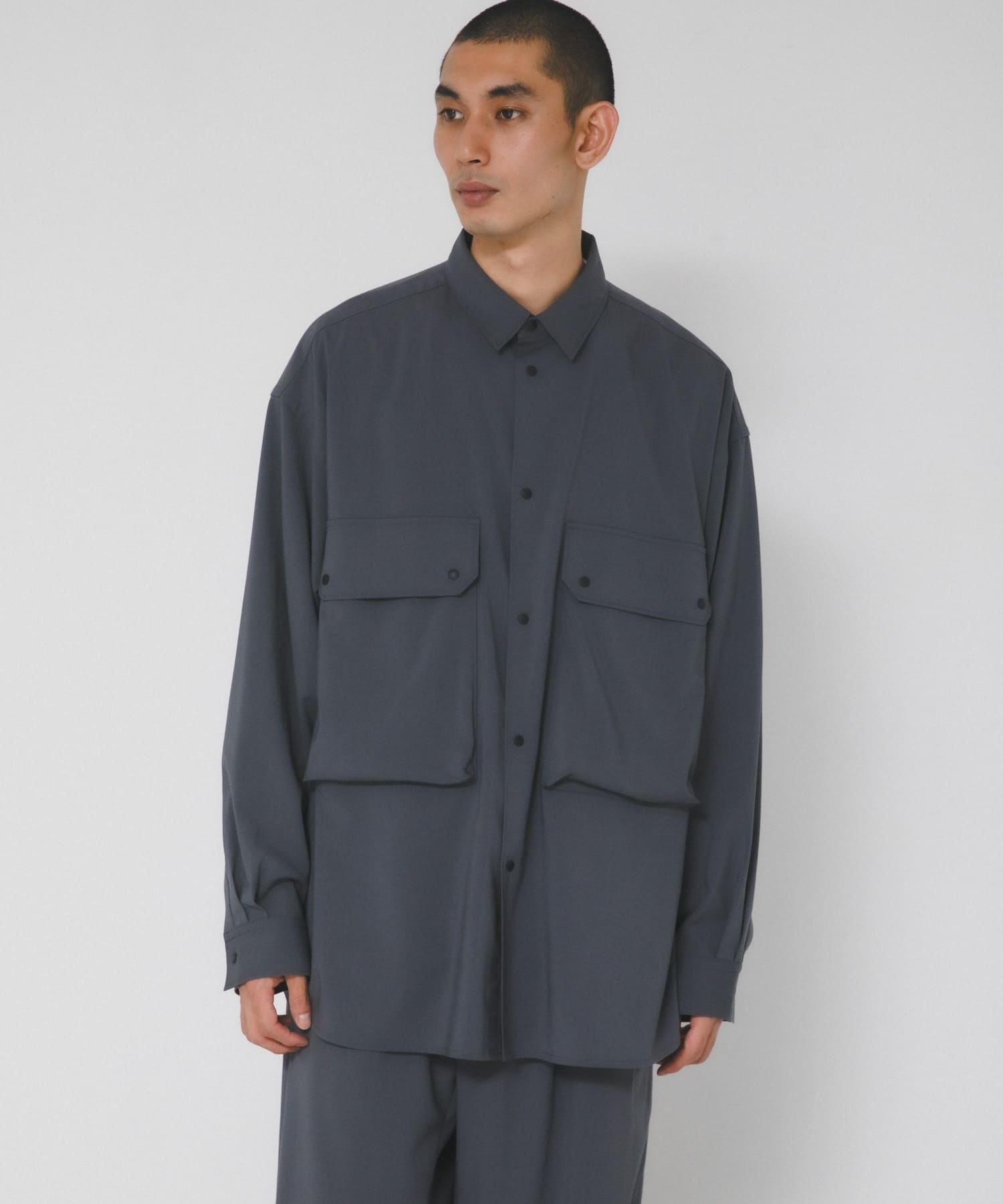 『UVカット/静電気防止/イージーケア』SMOOTH WOOLYLIKE LONG-SLEEVE SHIRTS